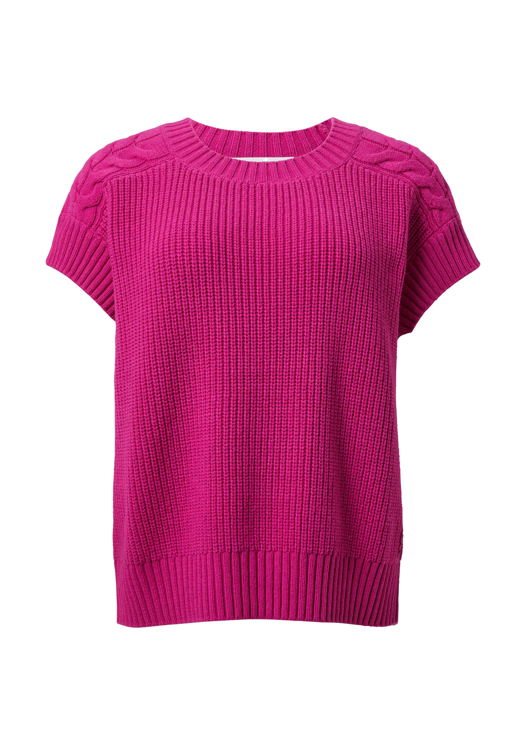 comma Kurzarmpullover Strickpullunder Weiter Strickpullunder mit Zopfmuster günstig online kaufen