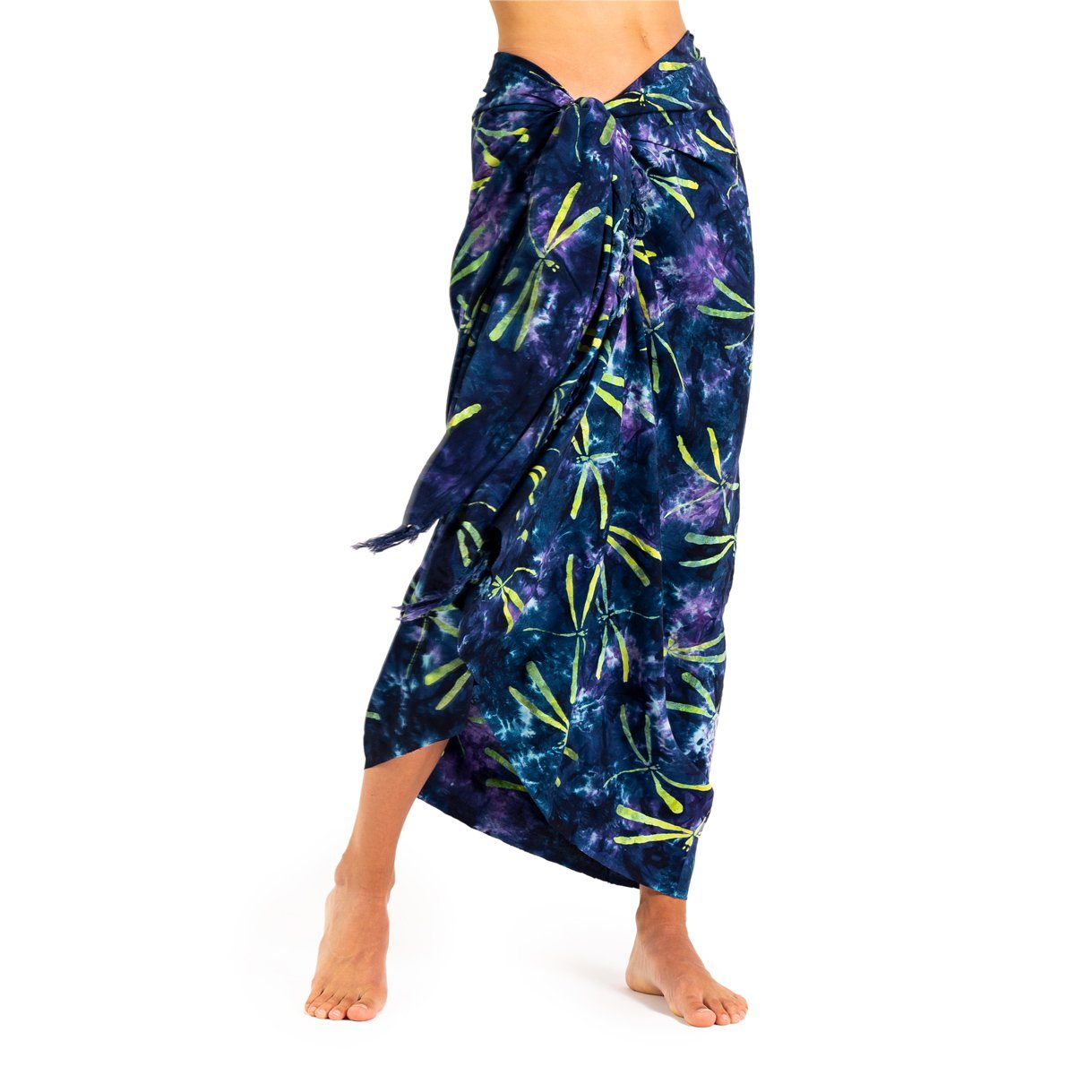 PANASIAM Pareo Sarong Wachsbatik Bunttöne aus hochwertiger Viskose Strandtuch, Strandkleid Bikini Cover-up Tuch für den Strand Schultertuch Halstuch B809 dragon-fly