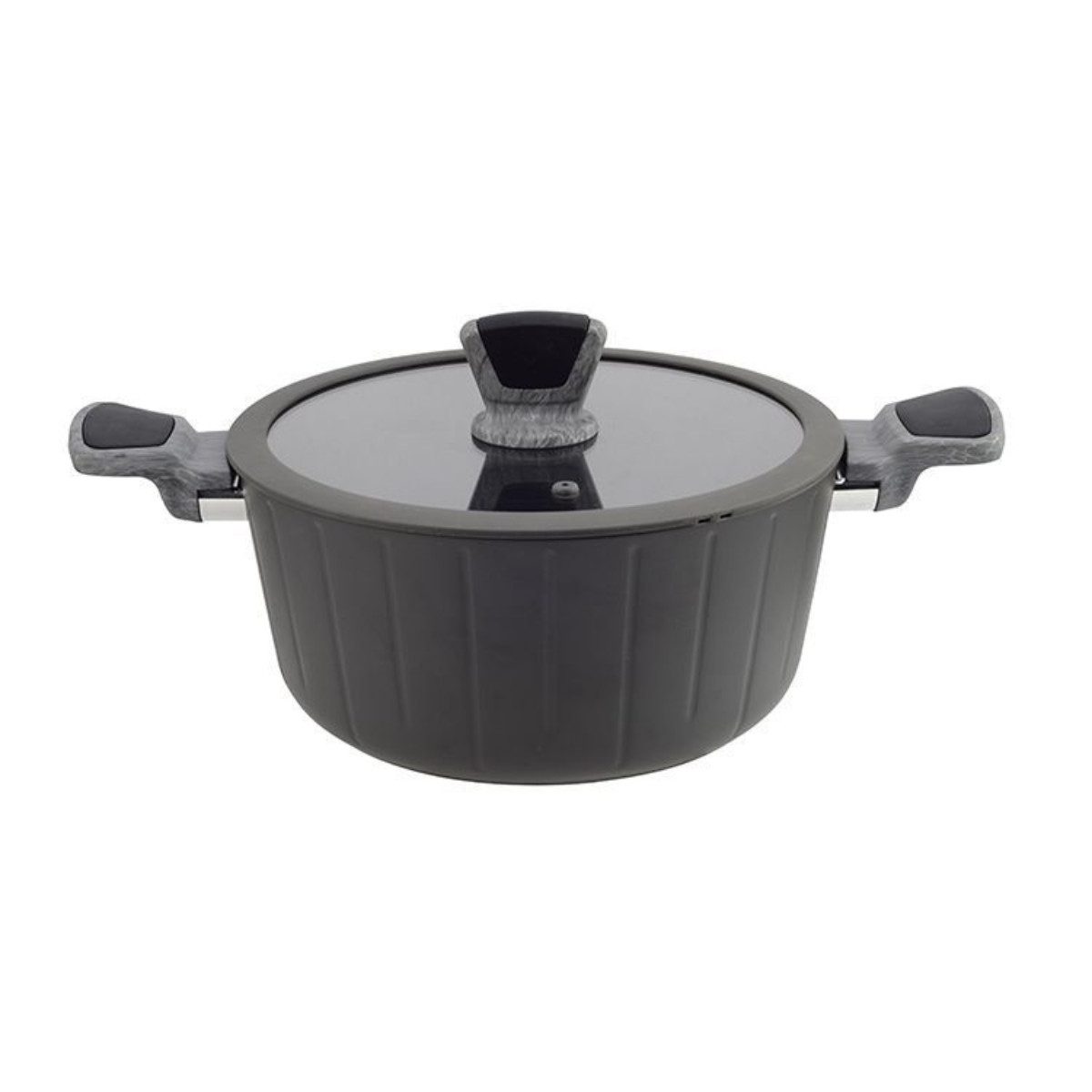 alesvelt Kochtopf Bradar 24 / 28 cm Induktion antihaft Marmordesign, Aluminium, Induktion, mit Glasdeckel