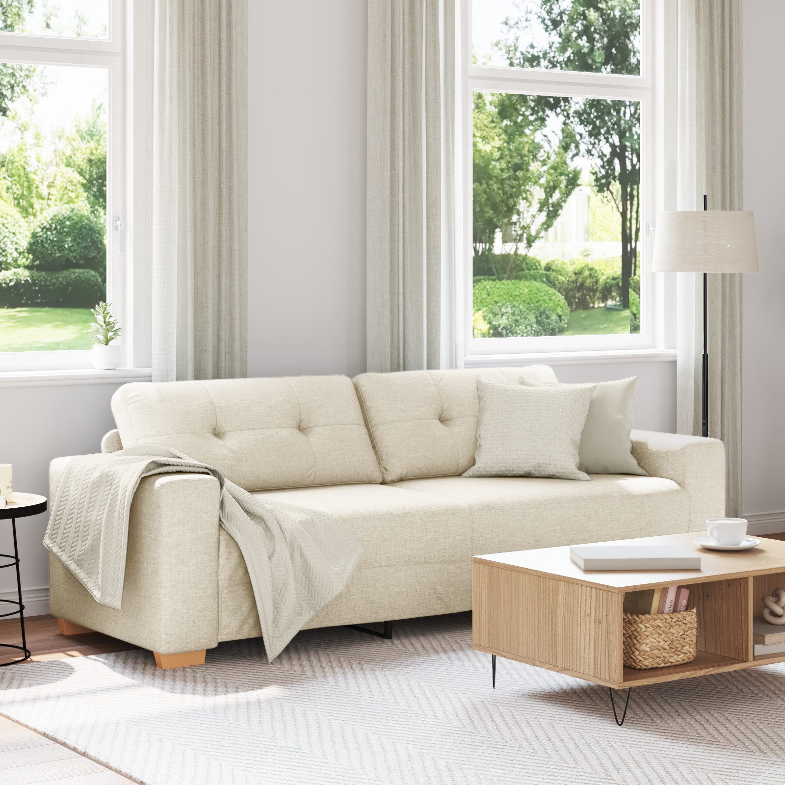 vidaXL Sofa Sofa 3-Sitzer Leinen 180 günstig online kaufen