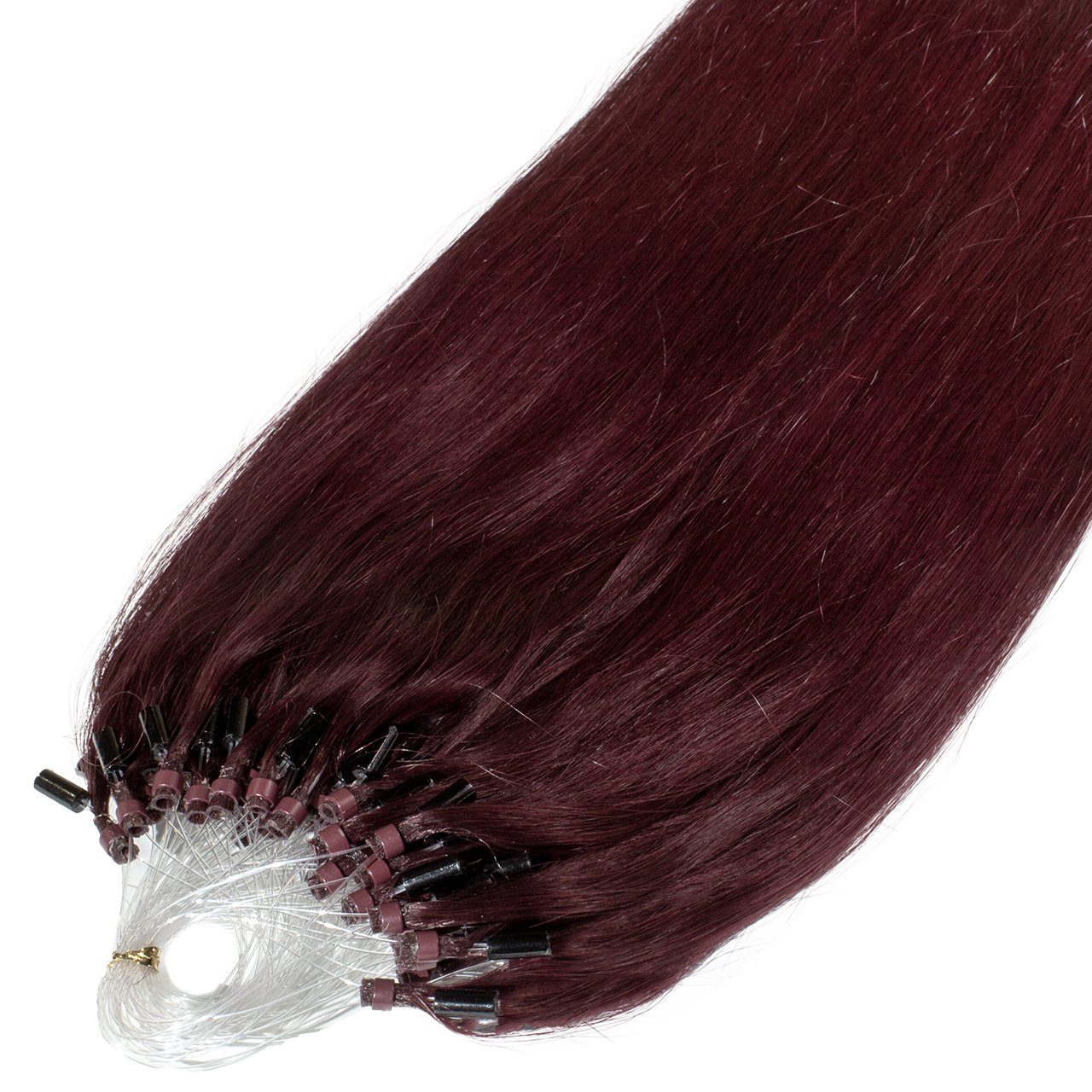 hair2heart Echthaar-Extension Premium Microring Extensions #55/66 Hellbraun Violett 50cm