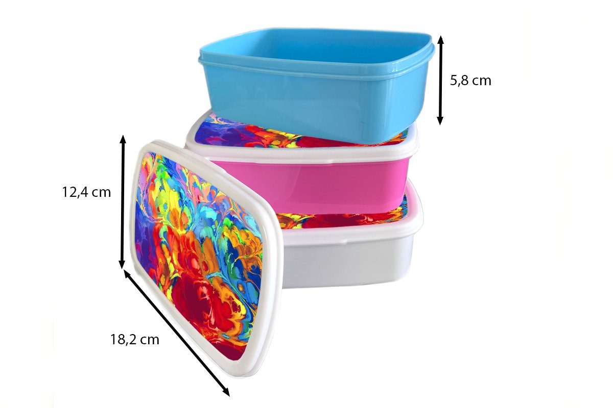 MuchoWow Lunchbox Regenbogenfarben beigemischt, Kunststoff, Brotdose Kunststoff rosa Erwachsene, (2-tlg), Mädchen, Snackbox, Brotbox Kinder, für