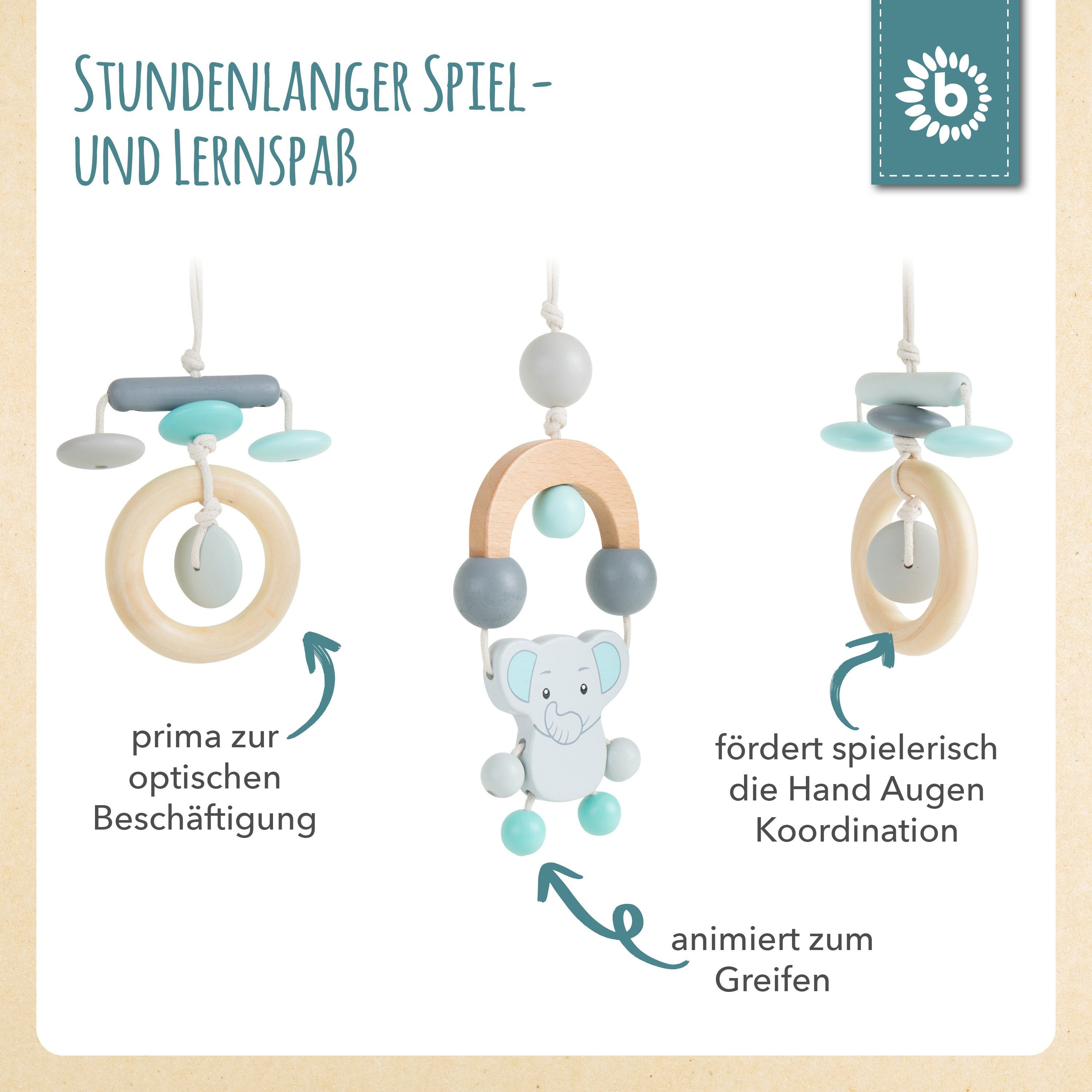 BIECO Baby Gym Bieco Spieltrapez Spielbogen Baby - Figuren, Rasseln Höhenverstellbar – Bild 5 von 5