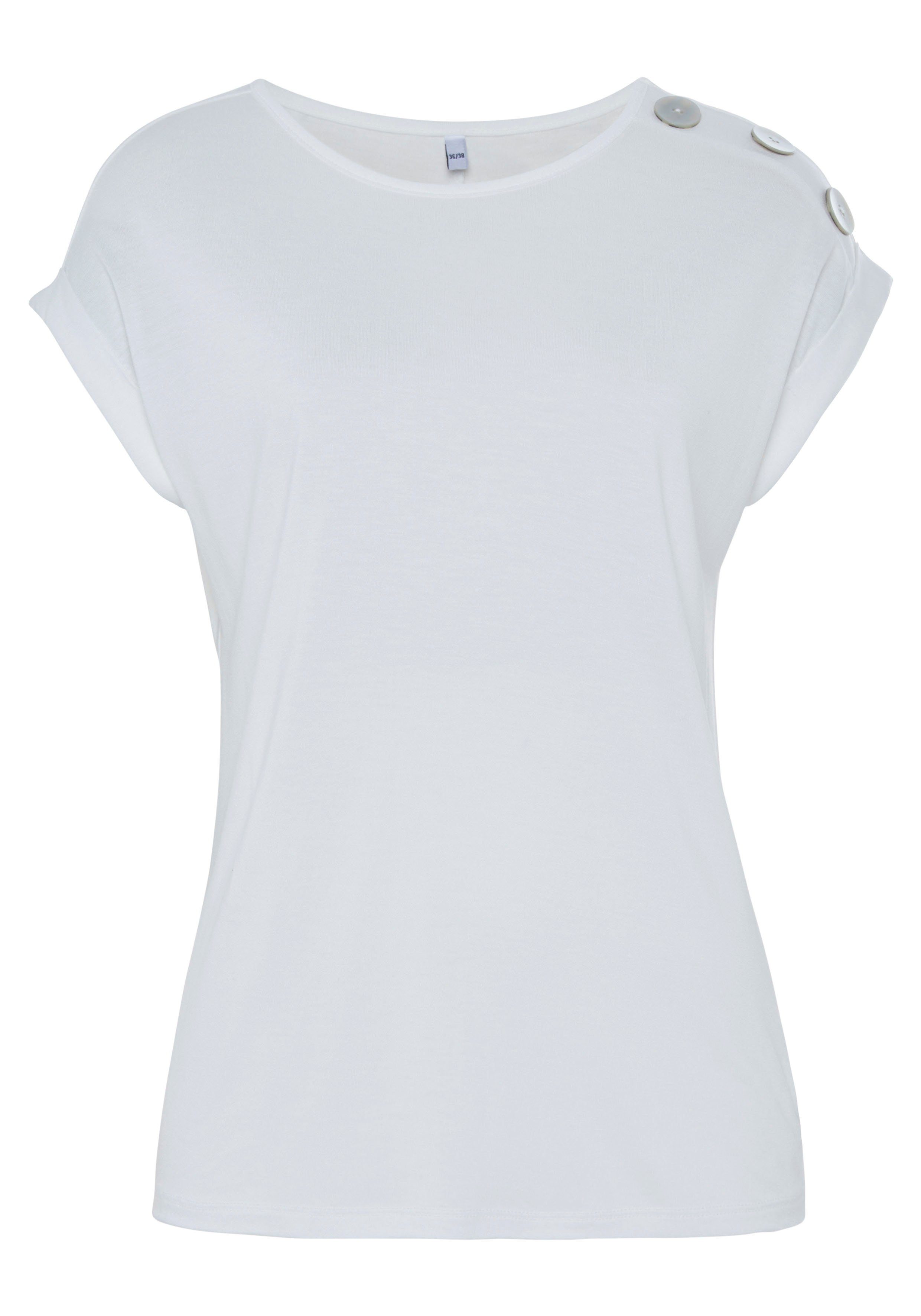 BUFFALO Kurzarmshirt mit Zierknöpfen, bequemes T-Shirt aus Jersey, Basic mehr
