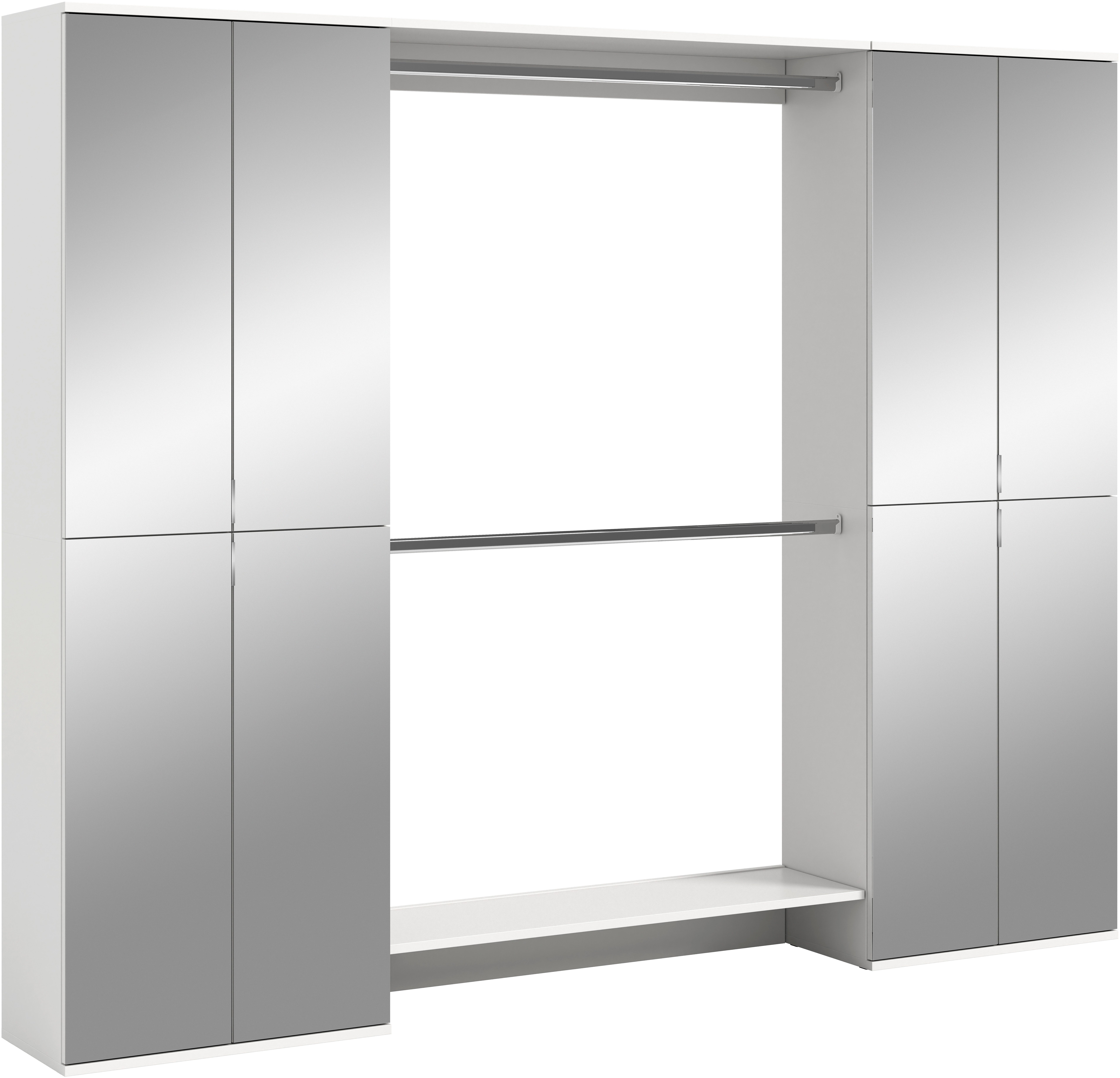 Home affaire Garderoben-Set Trondheim, Garderobenset 3-tlg. Breite 232 cm, (3-St), best. aus: 2x Spiegelschrank, 2 Kleiderstanden, Flur, Diele