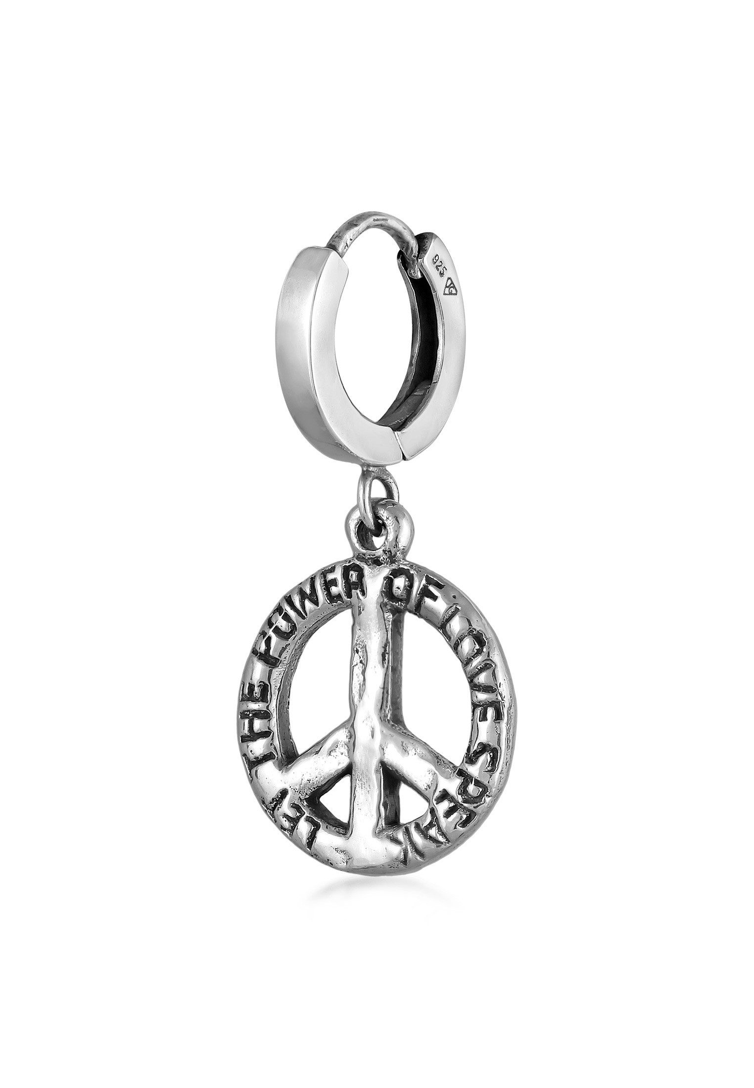 HAZE & GLORY Paar Creolen Creolen Peace Frieden Used 925 Sterling Silber, Peace-Zeichen