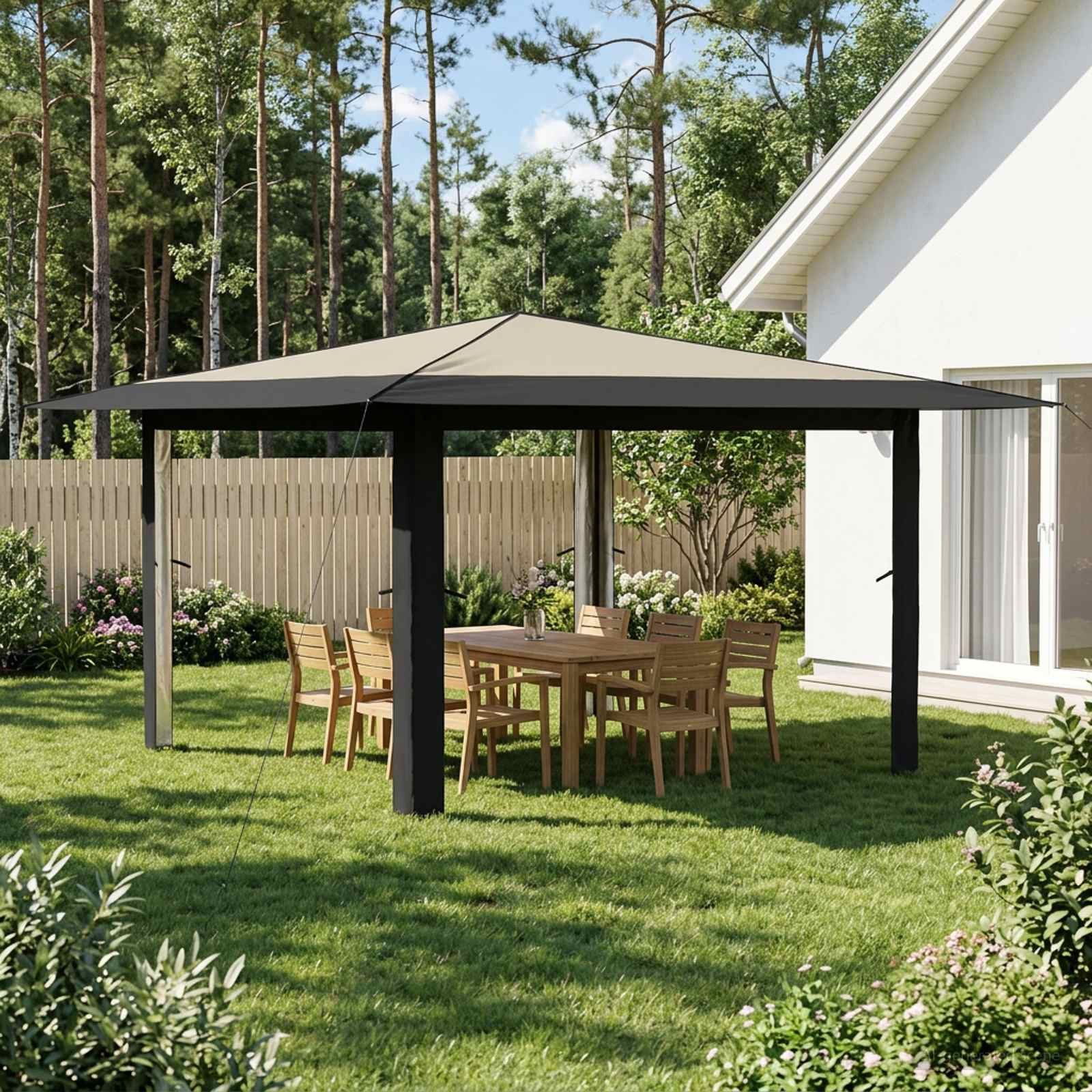 vidaXL Partyzelt Pavillon ohne Seitenwand 4 x 4 m Creme und Anthrazit