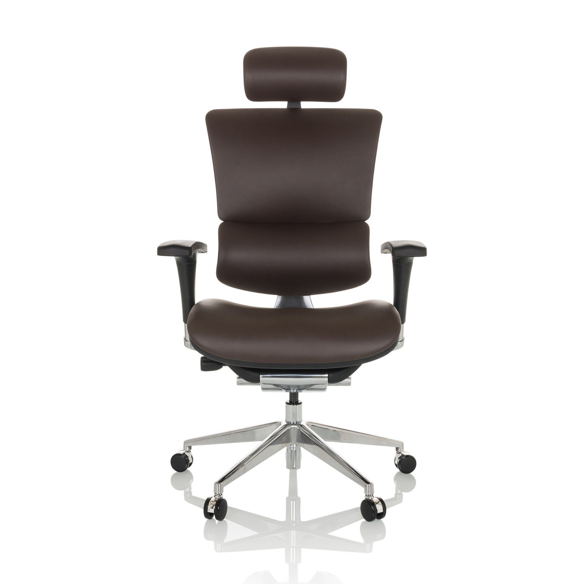 hjh OFFICE Drehstuhl Luxus Chefsessel ERGO-U2 L Leder (1 St), Bürostuhl ergonomisch Dunkelbraun