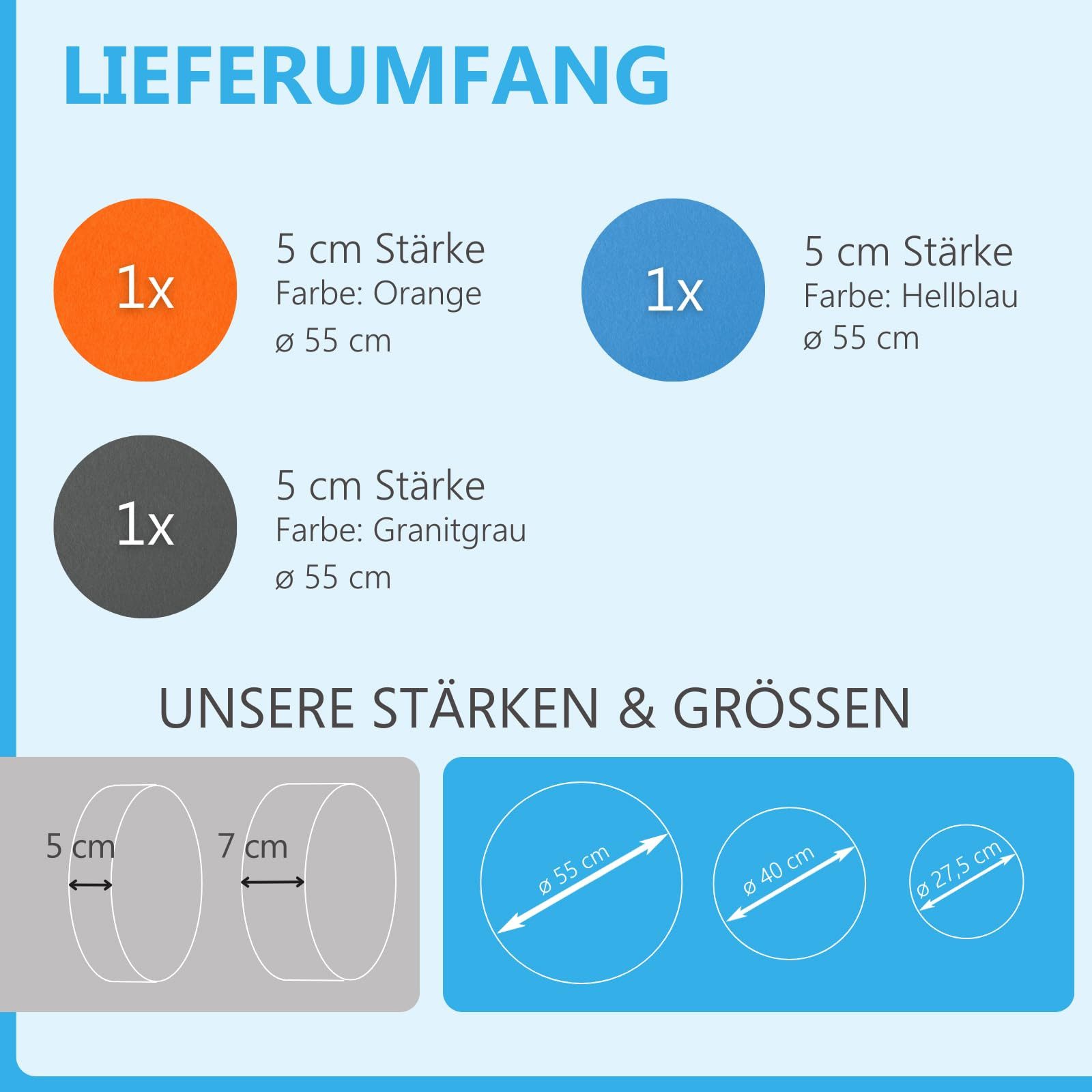 platino24 Wandpaneel 3 Akustik Schallabsorber aus Basotect ® G+ / Kreis Ø 55 cm Multicolore