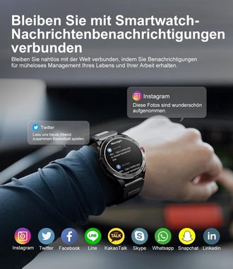 Lige Herren's 400 mAh Telefonfunktion Wasserdicht Smartwatch (1,43 Zoll, Android/iOS), mit 100+ Sportmodi Aktivitätstracker,Herzfrequenz-/SpO2-Überwachung