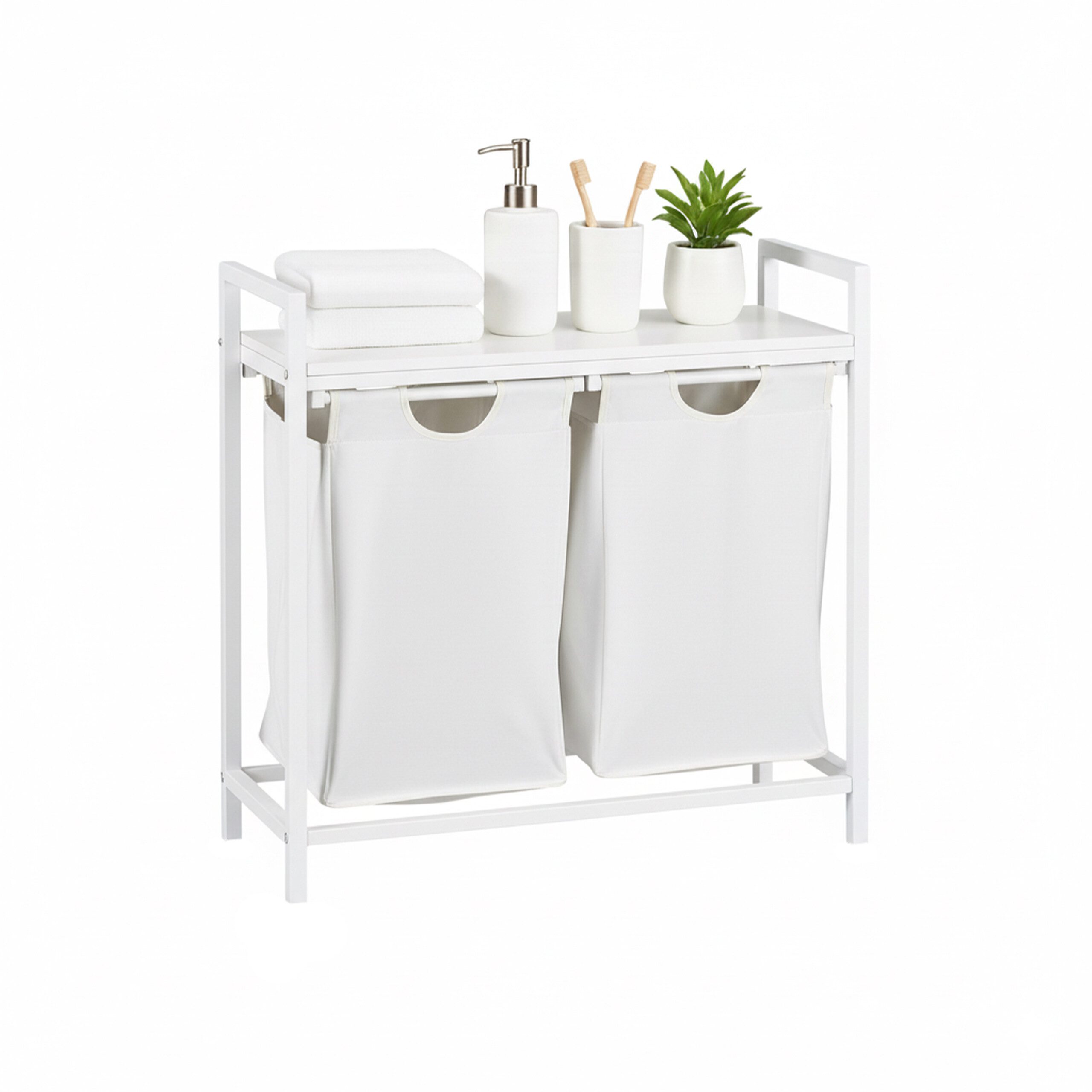 relaxdays Сортировщики белья Корзины для белья 2 Fächer mit Ablage, weiß