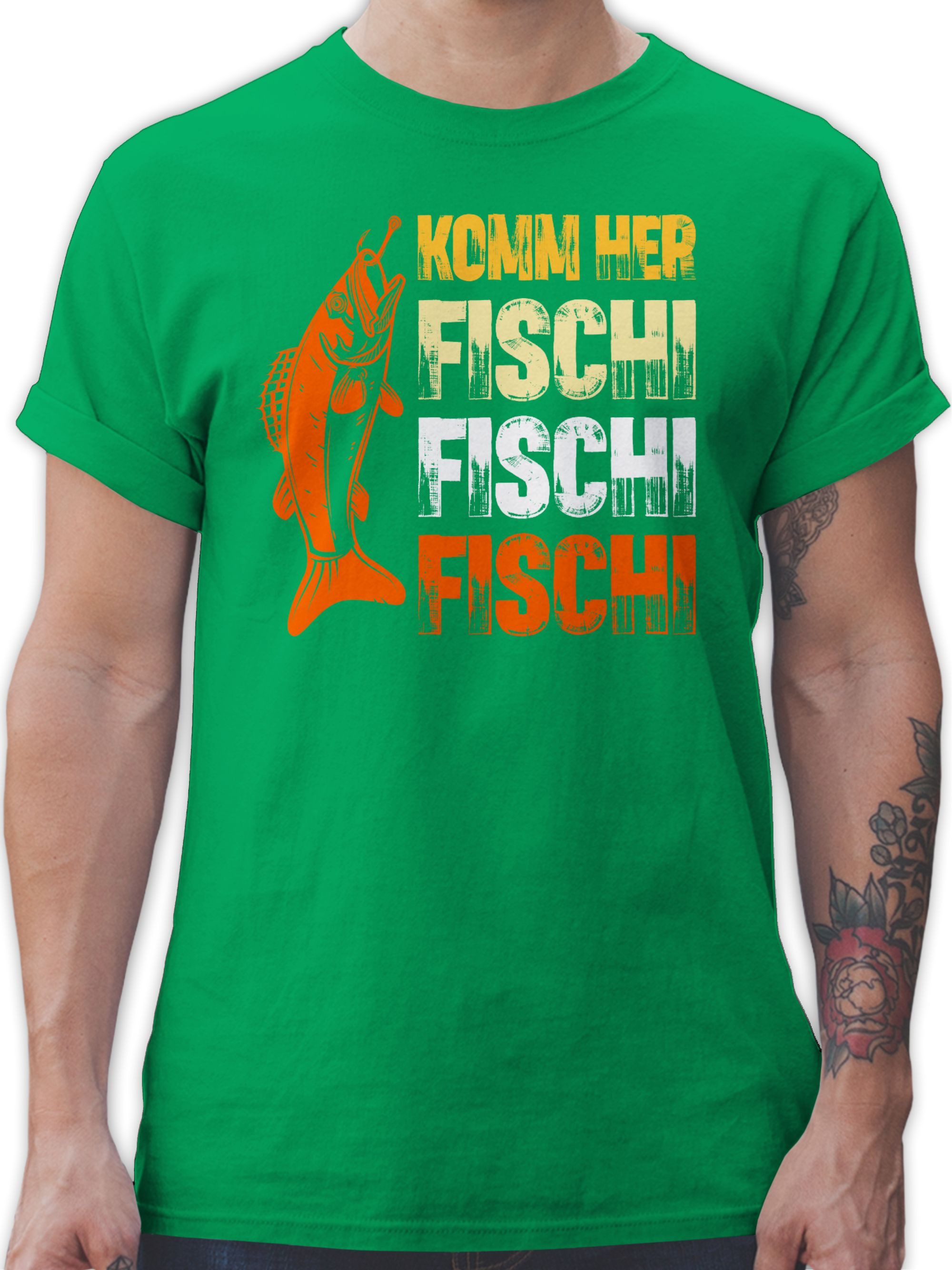 T-Shirt Geschenk für Angler I Komm Fischi Fischi Fischi I Angeln Geschenk Männ