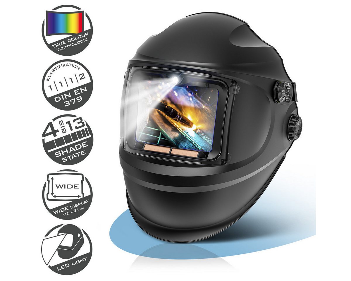 STAHLWERK Schweißhelm Automatik RAPTOR 3-in-1 Schweißermaske (Set, 1-tlg., Set), True-Colour-Echtfarbwiedergabe