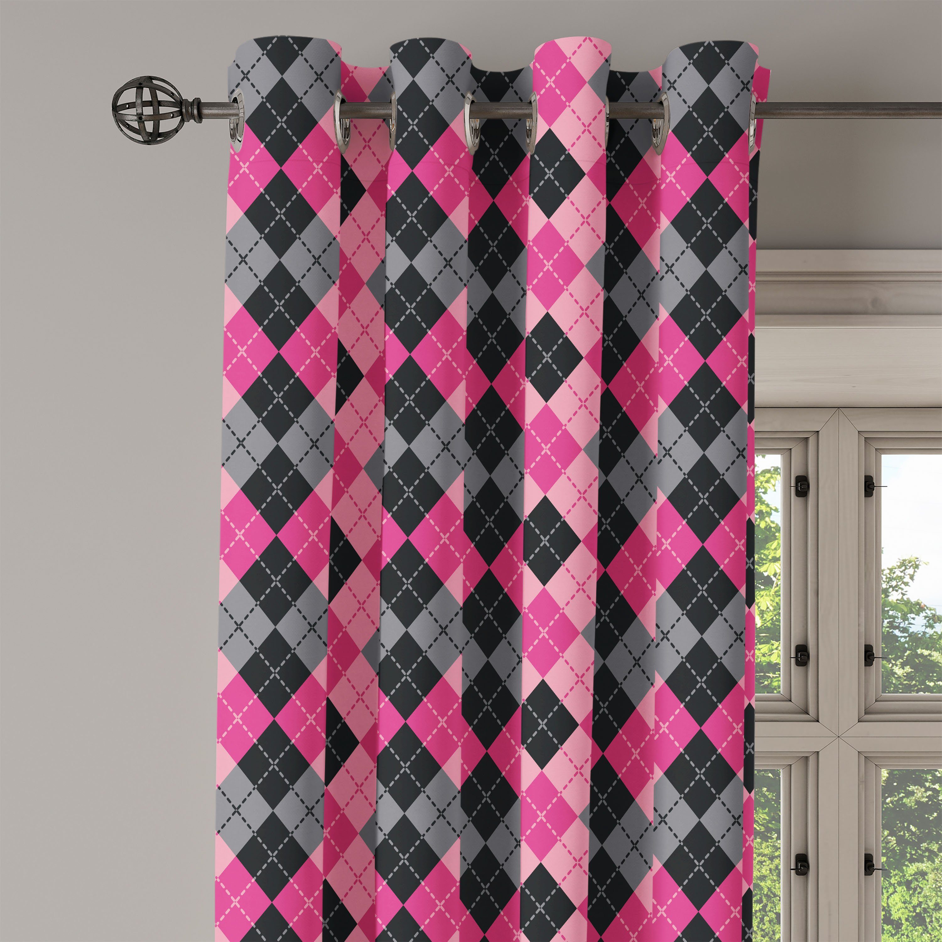 rosa-Grau 2-Panel-Fenstervorhänge Diamanten für und Schlafzimmer Wohnzimmer, Dekorative Lutschtabletten Gardine Abakuhaus,