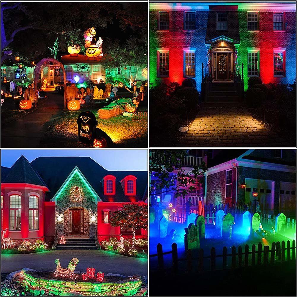 Rosnek LED Gartenleuchte RGB, wasserdicht, Memory-Funktion, für den Außenbereich Garten, RGB+Warmweiß, mit Fernbedienung Landschaft Weg Deko