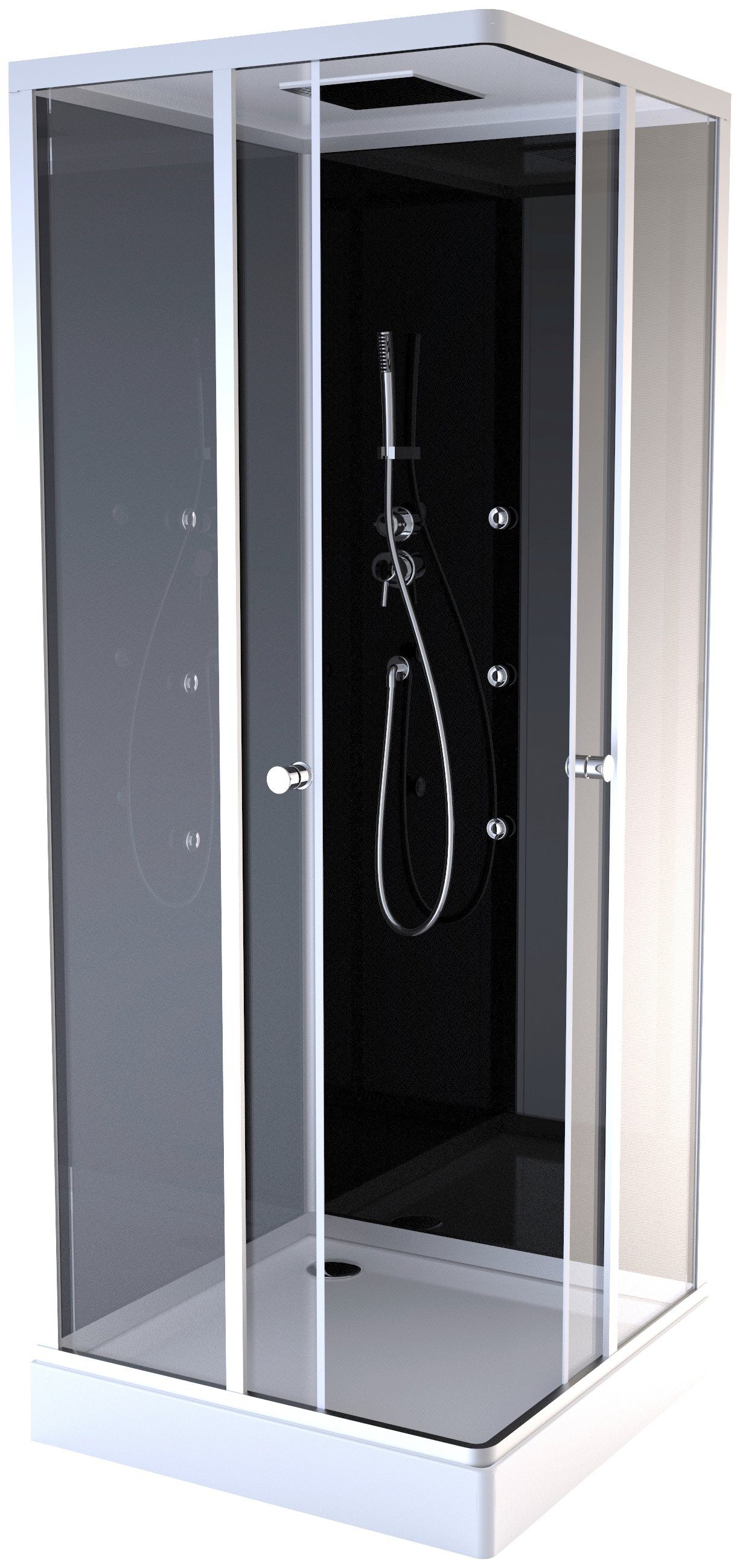 Marwell Komplettdusche Black Square, BxT: 90x90 cm, Einscheibensicherheitsglas, inkl. Armaturen
