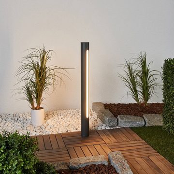 Lucande LED Pollerleuchte Tomas, LED-Leuchtmittel fest verbaut, warmweiß, Modern, Aluminium, Polycarbonat, dunkelgrau, weiß, 1 flammig, inkl.