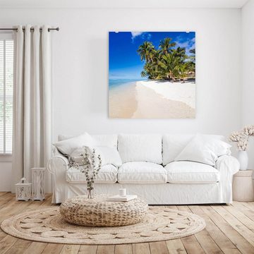 Primedeco Glasbild Wandbild Quadratisch Tropischer Strand mit Aufhängung, Natur