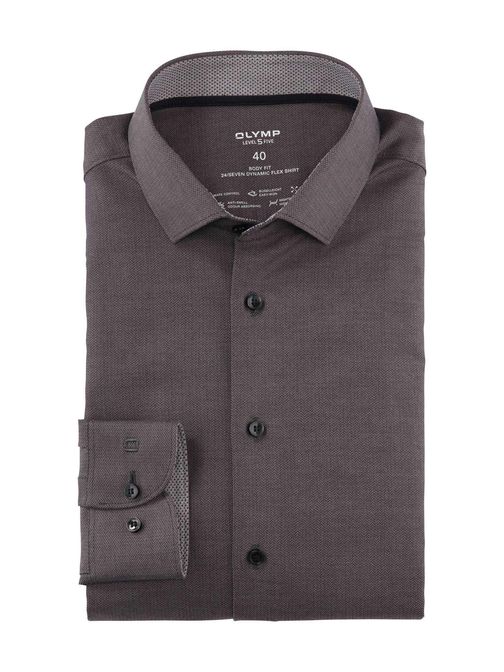 (1-tlg) (13) Herren grau Hemd Businesshemd Fit OLYMP Regular
