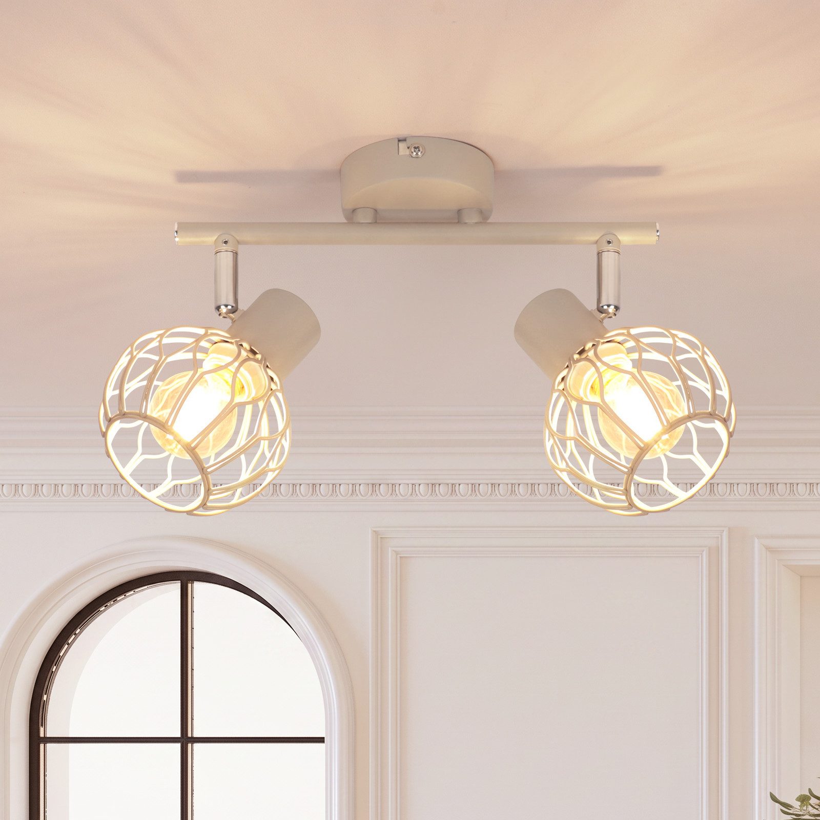 ZMH Deckenstrahler 2 Flammig Deckenlampe E14 Metall 350° Schwenkbar Wohnzimmer, Augenschutz, ohne Leuchtmittel