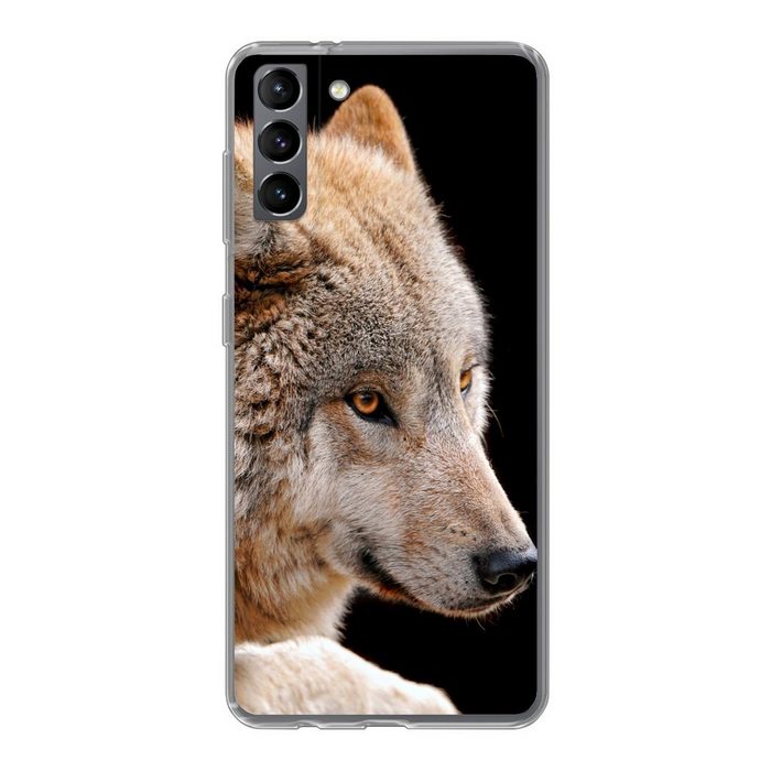 MuchoWow Handyhülle Brauner Wolf Phone Case Handyhülle Samsung Galaxy S21 Plus Silikon Schutzhülle