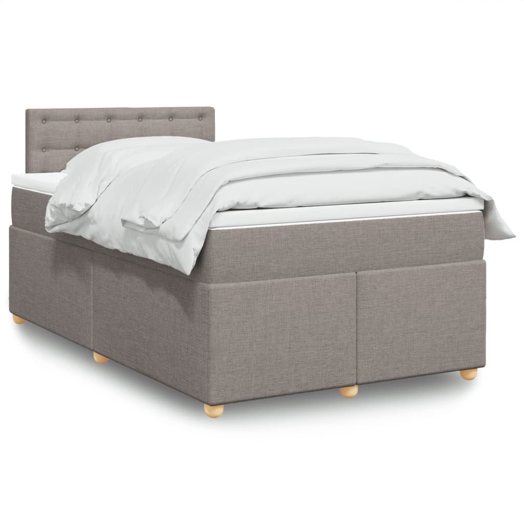 vidaXL Bett Boxspringbett mit Matratze Taupe 120x200 cm Stoff