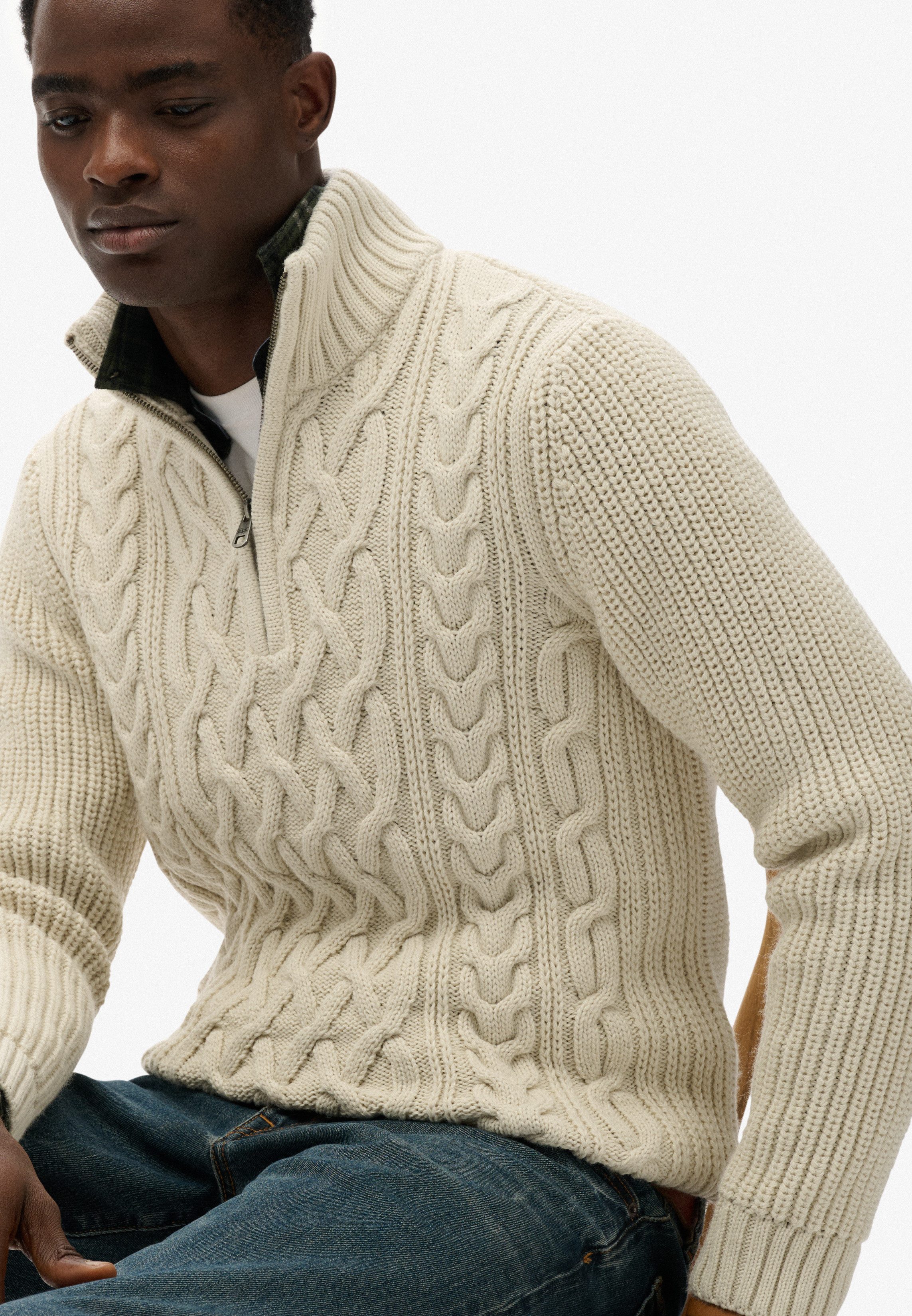 Superdry Strickpullover JACOB CABLE KNIT HALF günstig online kaufen