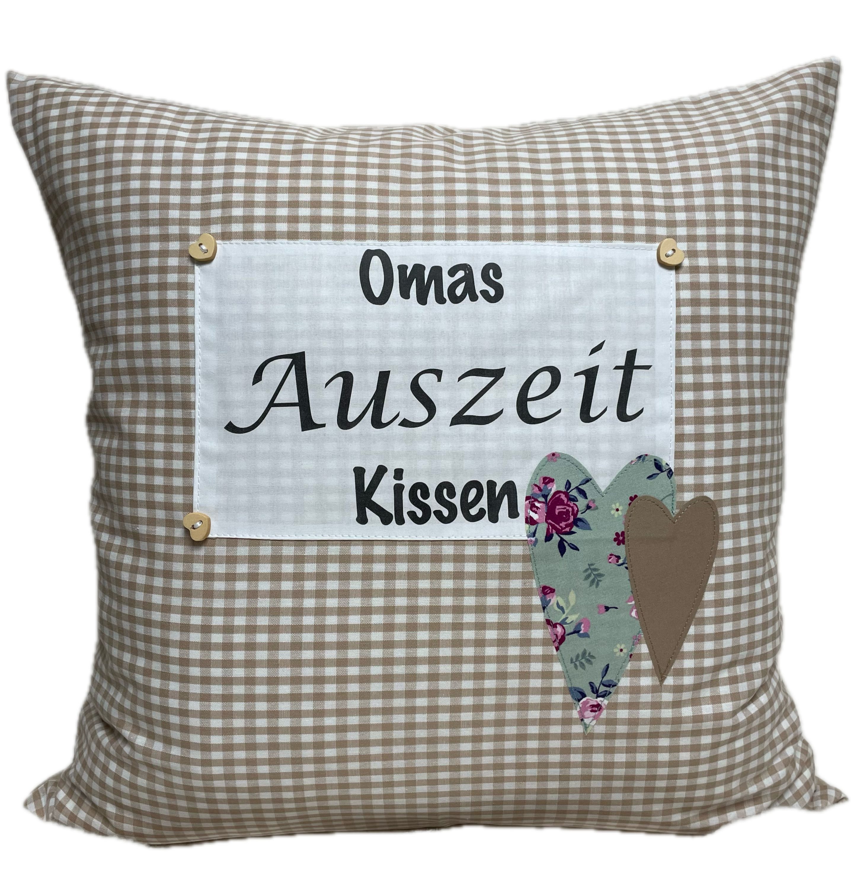 Ammerkind Dekokissen Landhausstil Kissenbezug "Omas Auszeit Kissen", 100% Handarbeit aus Bayern