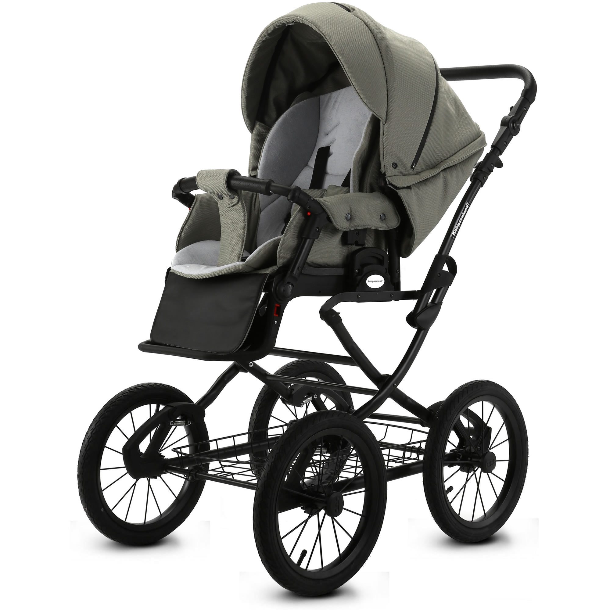 Knirpsenland Kombi-Kinderwagen Retro Style Kombi Kinderwagen 2.0, hohe Sicherheit durch One-Klick System der Kinderwagenaufsätze