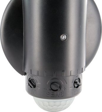 Schwaiger LED Außen-Wandleuchte LED220 011, Mit 3 Kontrollknöpfen (TIME, SENS und LUX), LED, weiß, mit Bewegungsmelder, batteriebetrieben