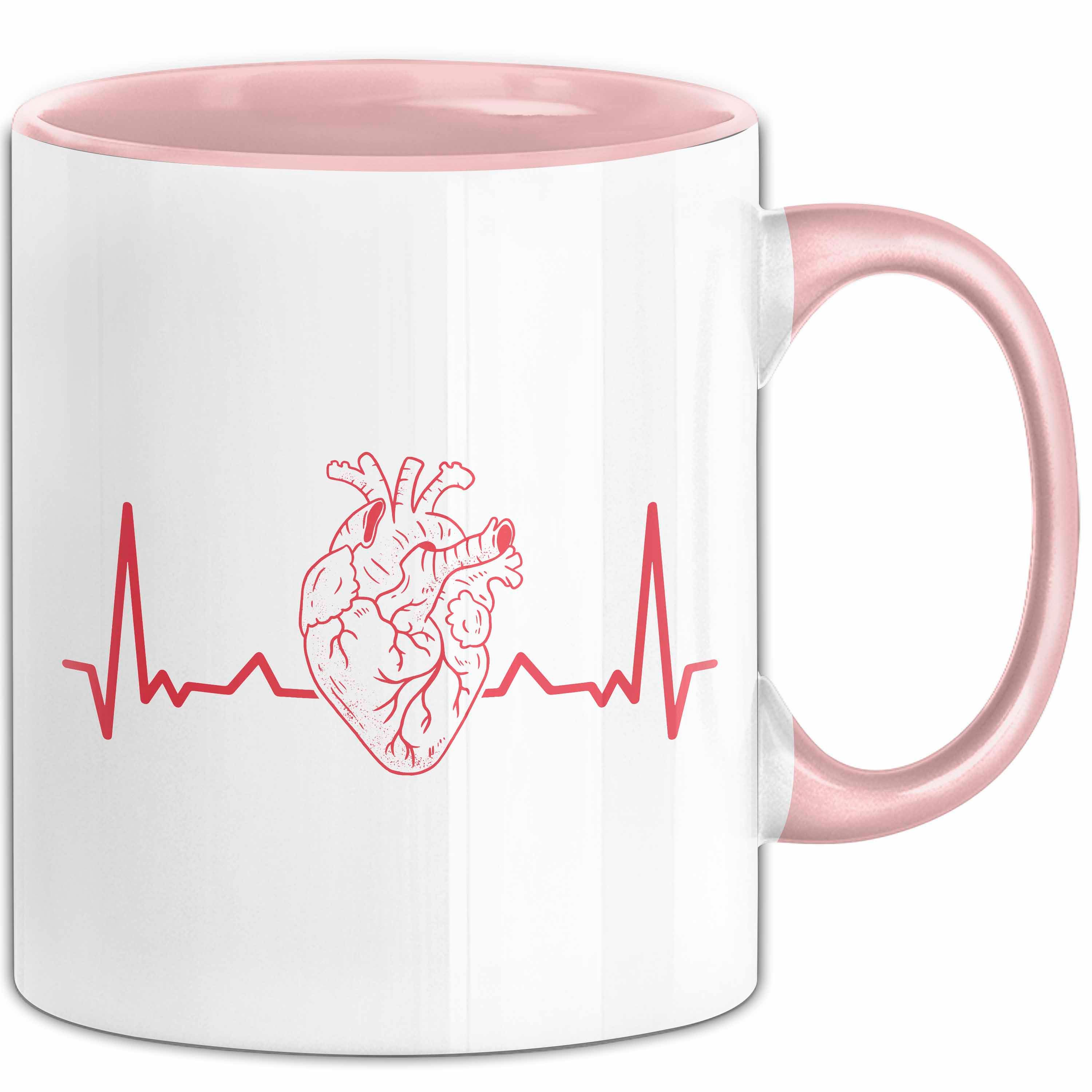 Trendation Tasse Kardiologe Geschenk Tasse Herzschlag Ekg Herz Kardiologie Kaffee-Beche