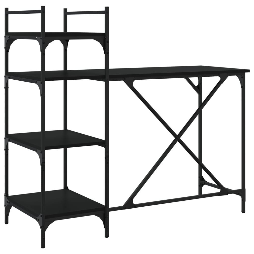 vidaXL Schreibtisch Computertisch mit Regal Schwarz 120x47x109 cm
