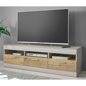 Lomadox Lowboard SINAIA-61, TV- Fernsehschrank 150 cm in grau matt mit Zinn Eiche Nb. 150/46/45 cm