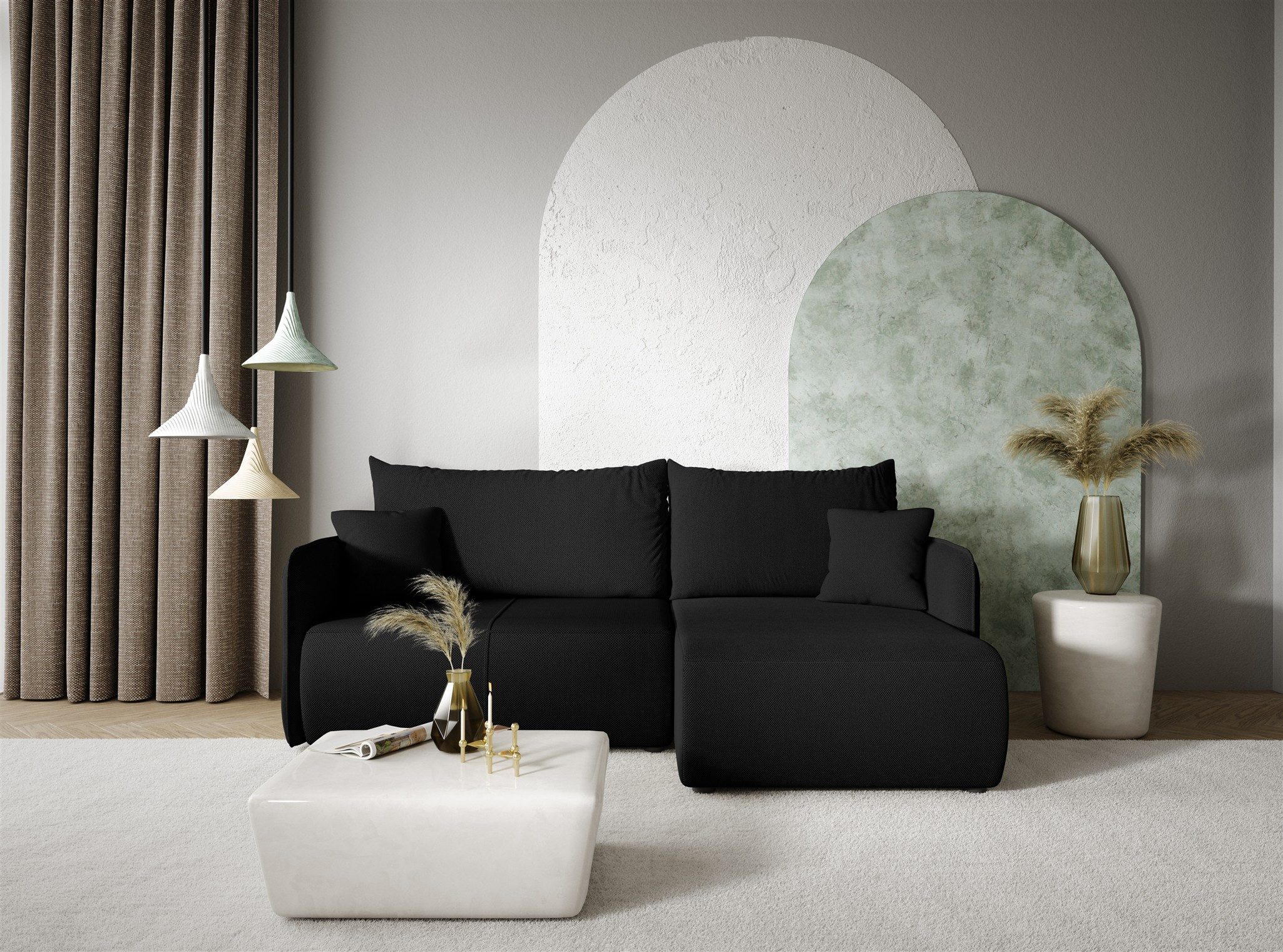 Fun Möbel Ecksofa Sofa mit Schlaffunktion CALGARY Stoff Curio, inkl. Bettkasten, inkl. 2 Rücken- und 2 Zierkissen