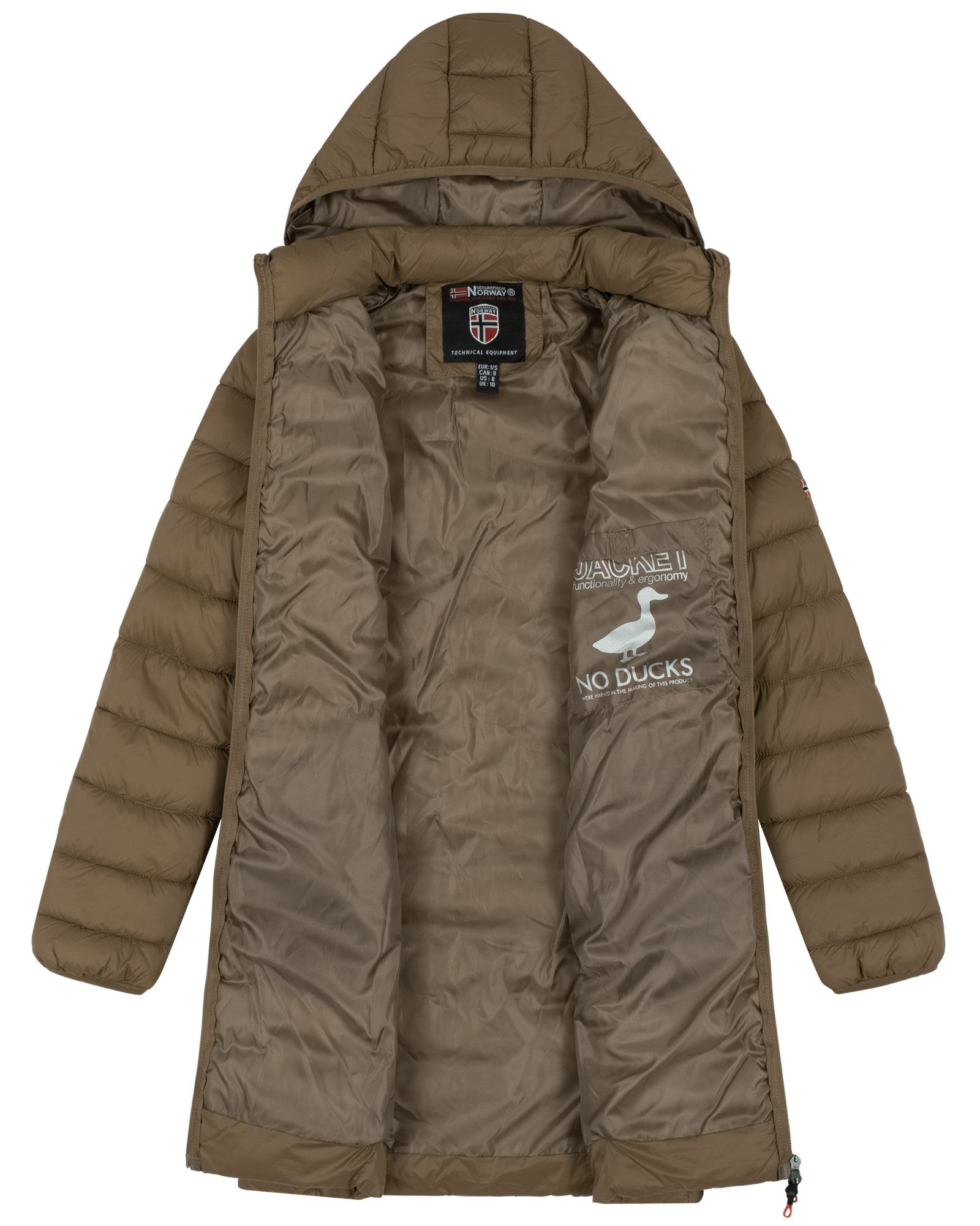 Geographical Norway Steppjacke Damen Herbst Winter Jacke Steppjacke Parka Lange Steppmantel Outdoor
