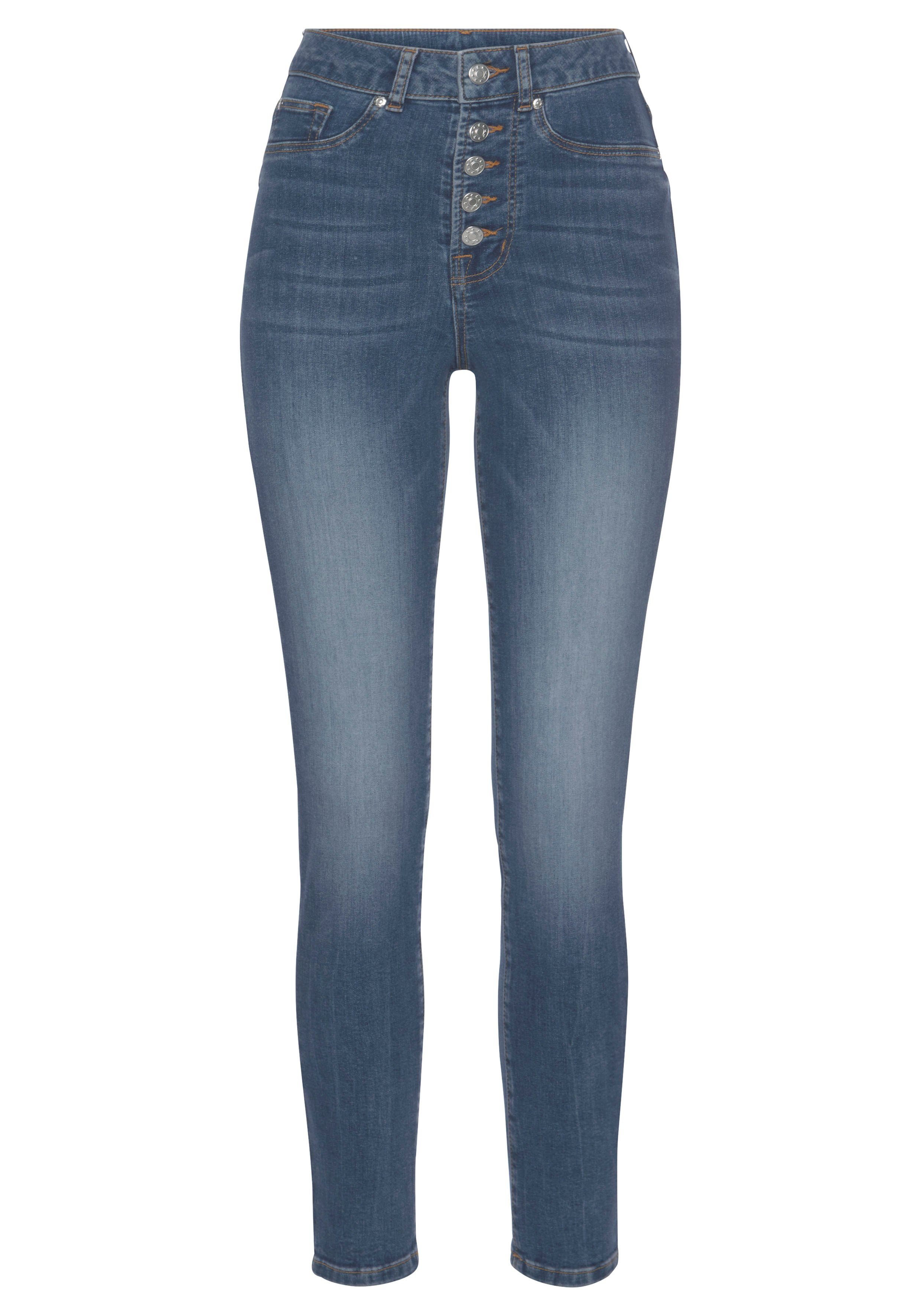 LASCANA High-waist-Jeans mit sichtbarer Knopfleiste online kaufen | OTTO