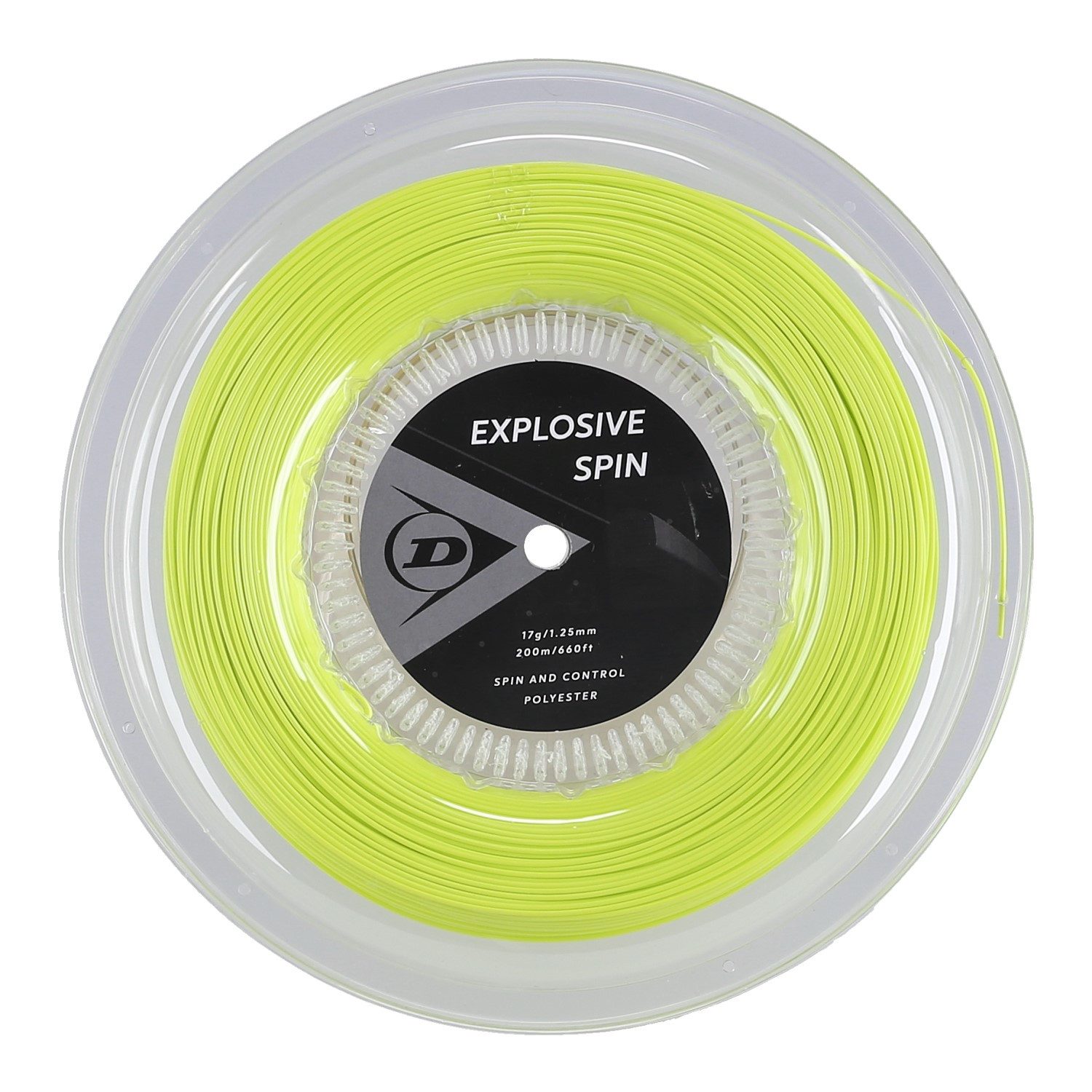 Dunlop Tennissaite Explosive Spin (Haltbarkeit+Spin) gelb 200 Meter Rolle, Saitendicke: 1.25