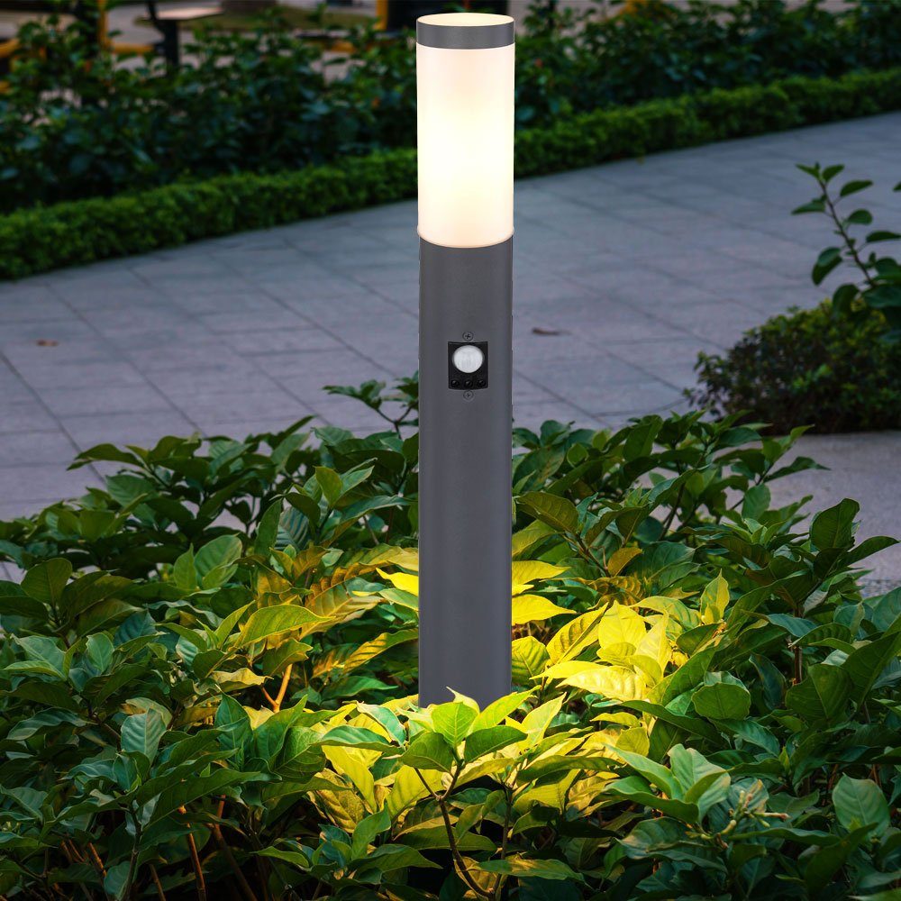 etc-shop LED Außen-Stehlampe, Leuchtmittel inklusive, Warmweiß, Pollerleuchte mit Bewegungsmelder Außenlampe Anthrazit