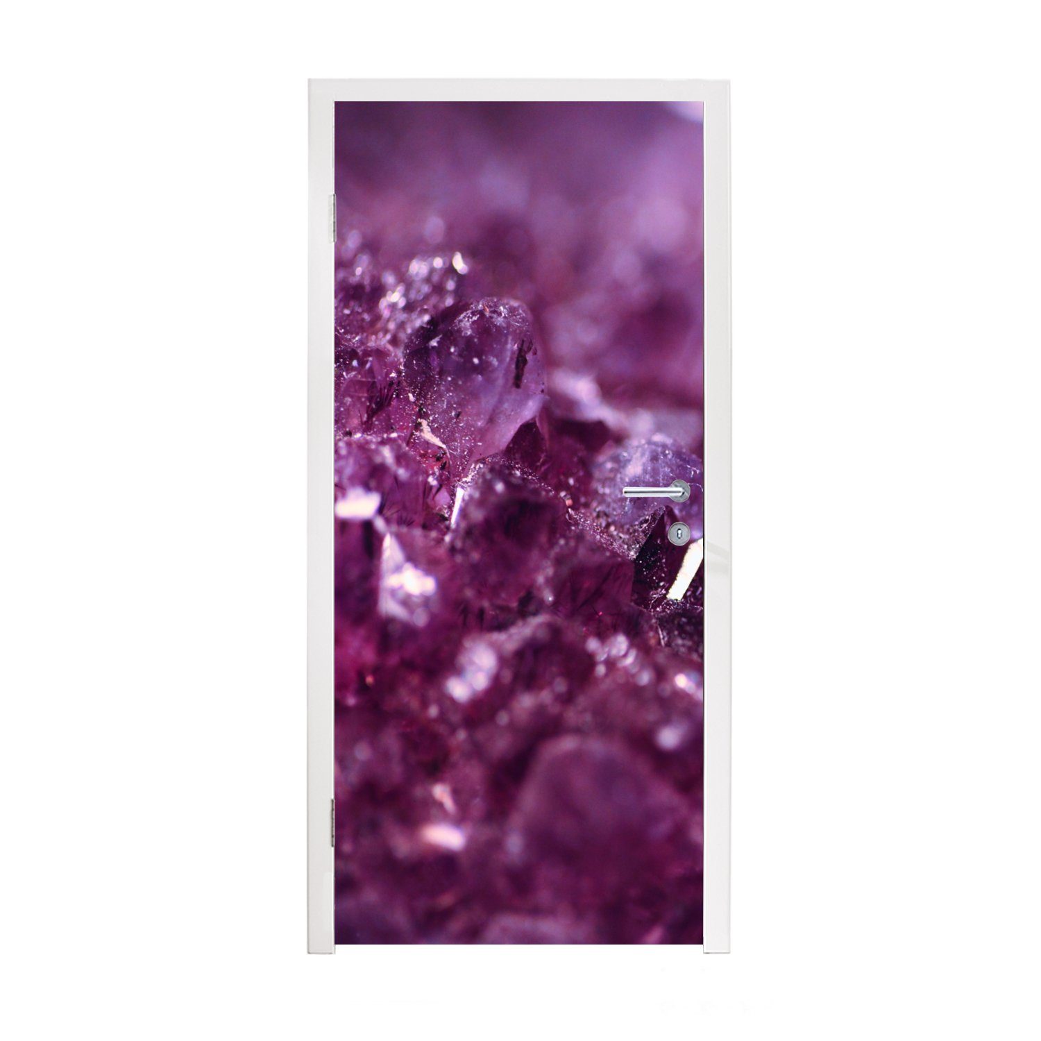 Matt, bedruckt, 75x205 violetten Fototapete Nahaufnahme Türtapete Türaufkleber, (1 MuchoWow eines Tür, cm Amethysten, St), für