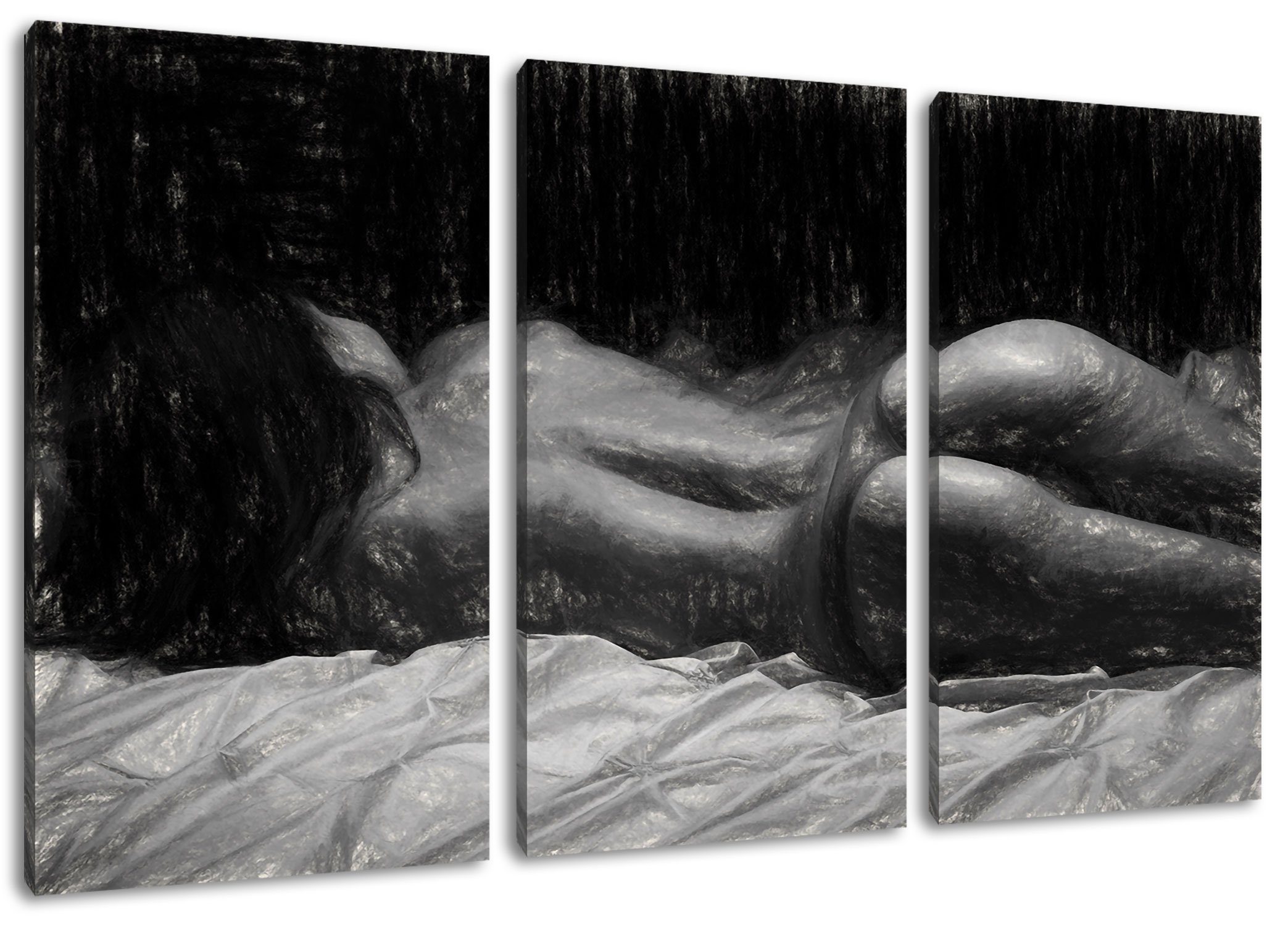 Pixxprint Leinwandbild Perfekter Frauen Po Kunst, Perfekter Frauen Po Kunst 3Teiler (120x80cm) (1 St), Leinwandbild fertig bespannt, inkl. Zackenaufhänger