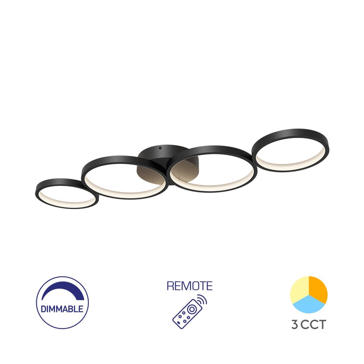 Braytron LED Deckenleuchte Dimmbar mit Fernbedienung & Farbwahl, LED fest integriert, CCT, stufenlos dimmbar, Farbtemperatursteuerung