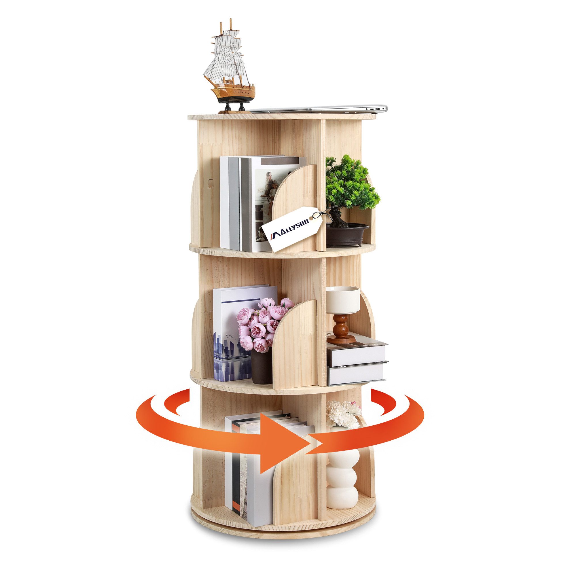 Allyson Standregal Drehbares Bücherregal für Kinder 360° Aufbewahrungsregal günstig online kaufen