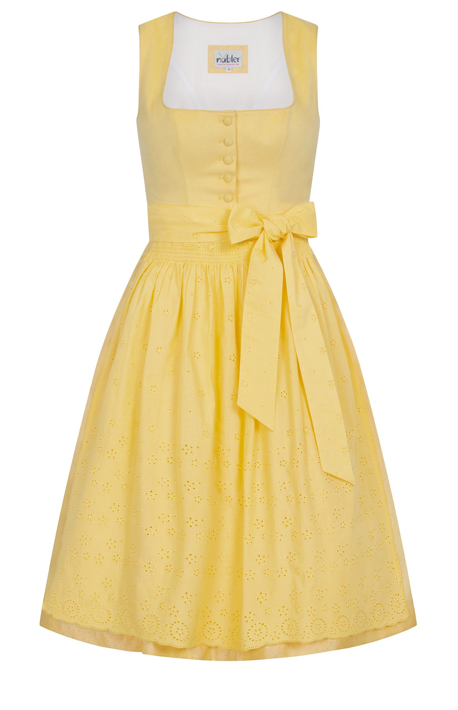 Nübler Trachtenkleid Midi Dirndl Babette in Citrin von Nübler - Rocklänge 65 cm