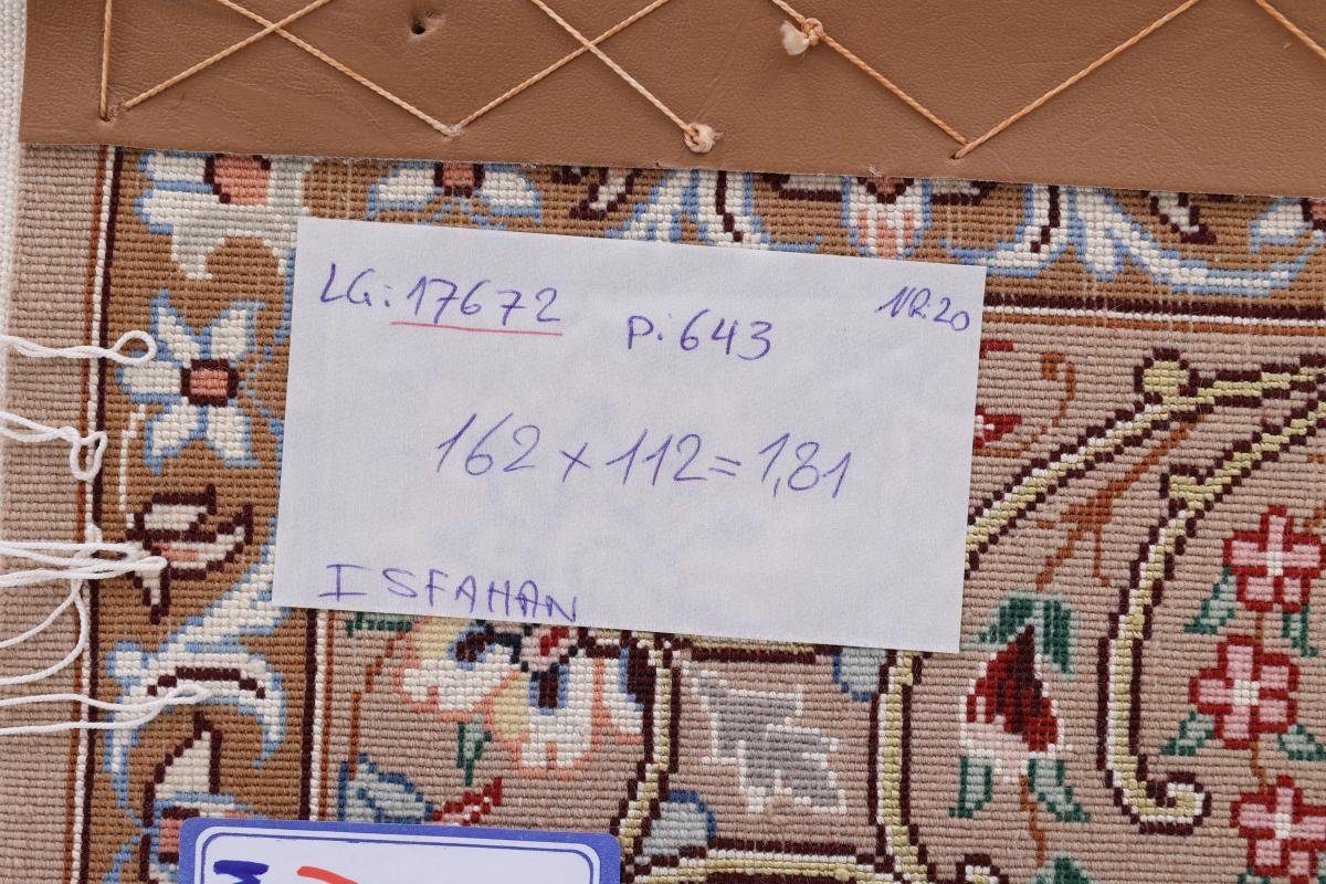 mm Orientteppich Orientteppich, Handgeknüpfter 111x161 8 rechteckig, Nain Seidenkette Trading, Höhe: Isfahan