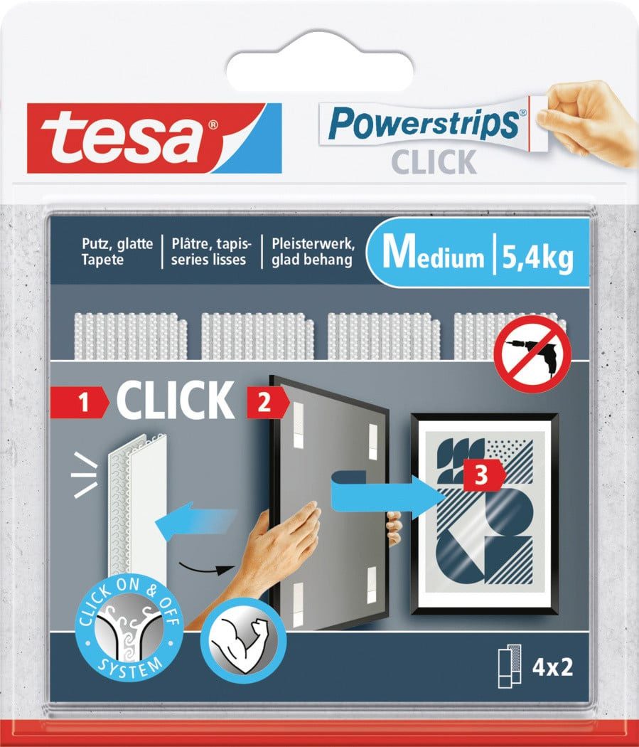 tesa Klebeband tesa Powerstrips Click Medium 4 Stück