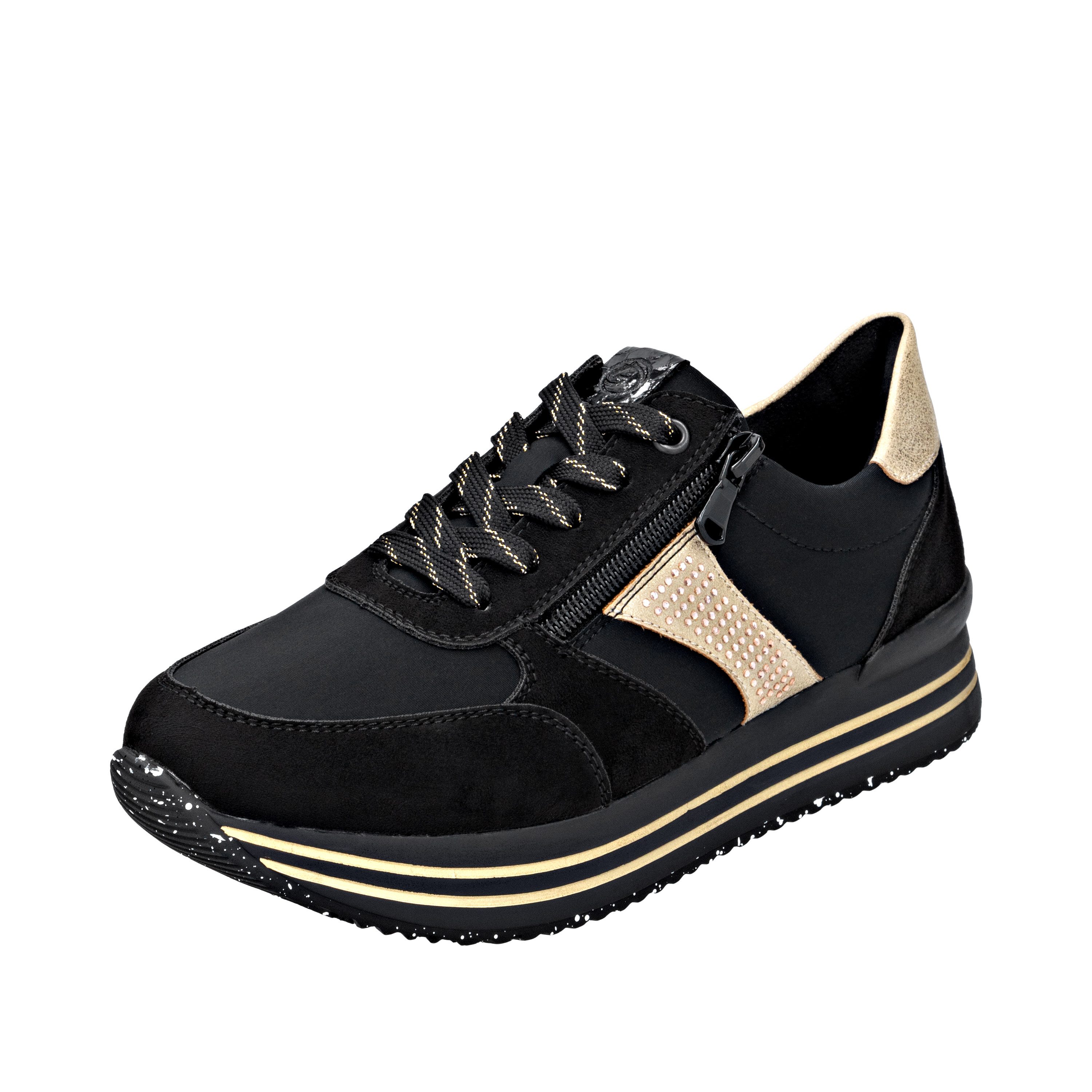 Remonte Sneaker Schnürschuh, Halbschuh, Plateausneaker mit Schmucksteinchen