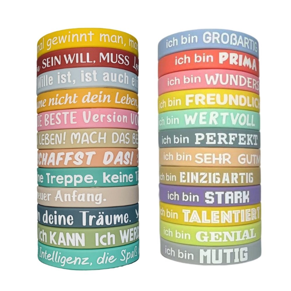 Zaewry Armband 36 Stück Motivationsarmbänder Kinder, Silikon Armband,Silikonarmbänder (36-tlg), kleine geschenke für kinder,Kindergeburtstags-Partybeutel für Te – Bild 5 von 5