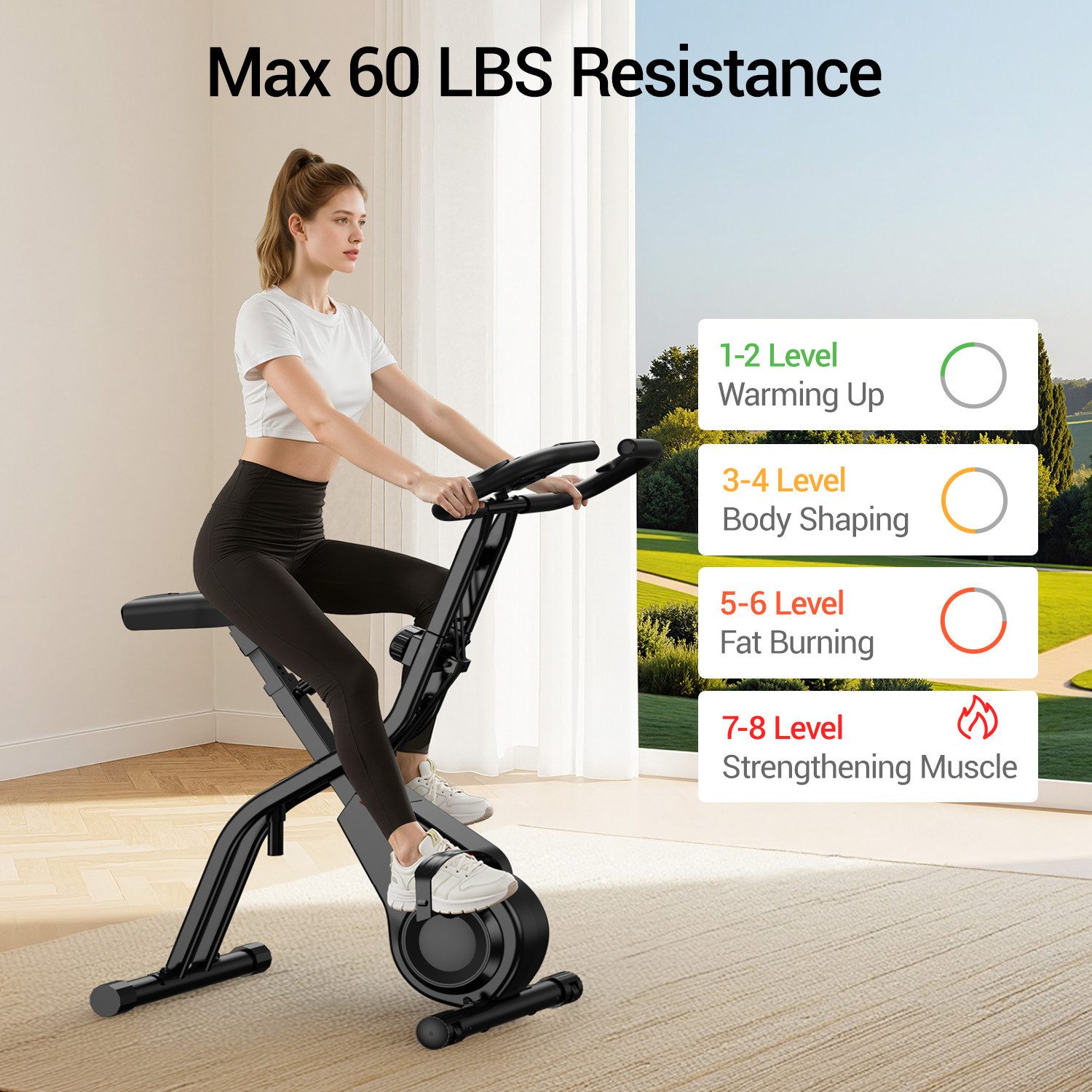 UMAY Heimtrainer leises Fitnessfahrrad mit einstellbarem Widerstand (atmungsaktivem Sattel für Cardiotraining, LCD-Display), verstellbarem Lenker und Sattel