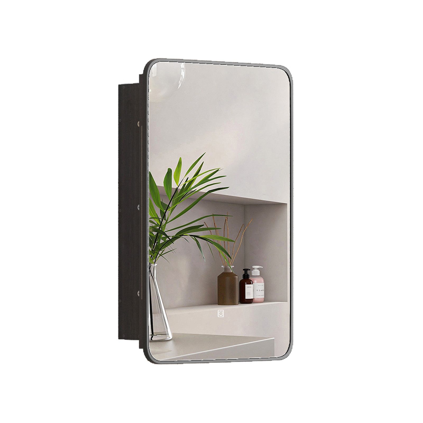 radelldar Badezimmerspiegelschrank Badschrank mit Beleuchtung eingelassen Wandschrank hängend, 42/51cm mit 3 Ablage