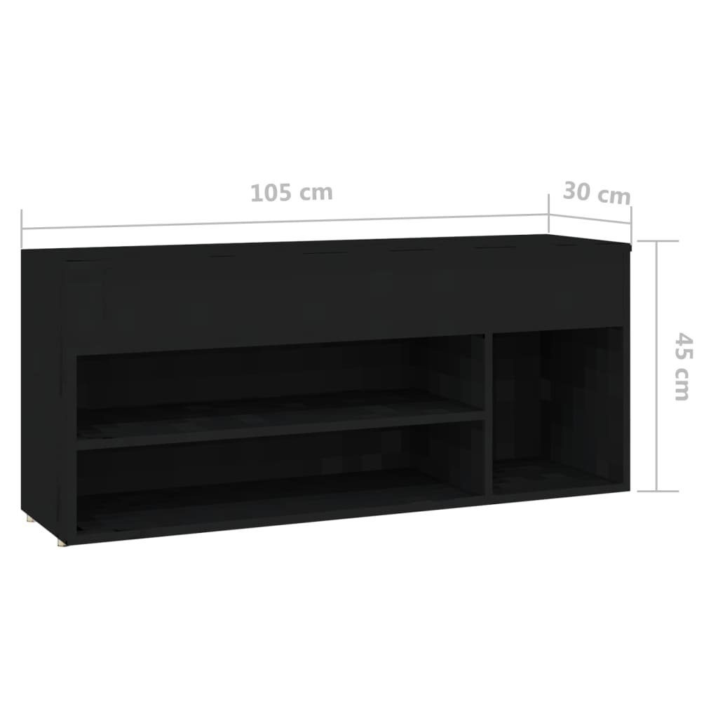 Holzwerkstoff, Schuhregal vidaXL Schuhbank 1-tlg. Schwarz 105x30x45 cm